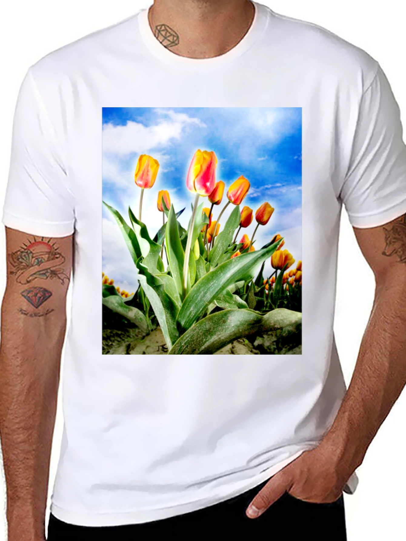 Tulip Field T-Shirt - Artistic Floral Design