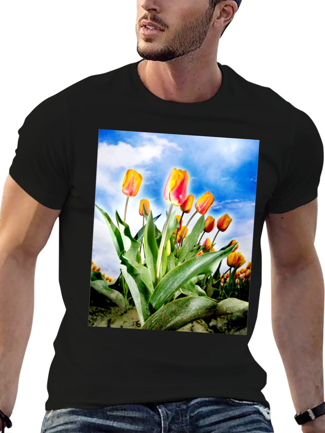 Tulip Field T-Shirt - Artistic Floral Design