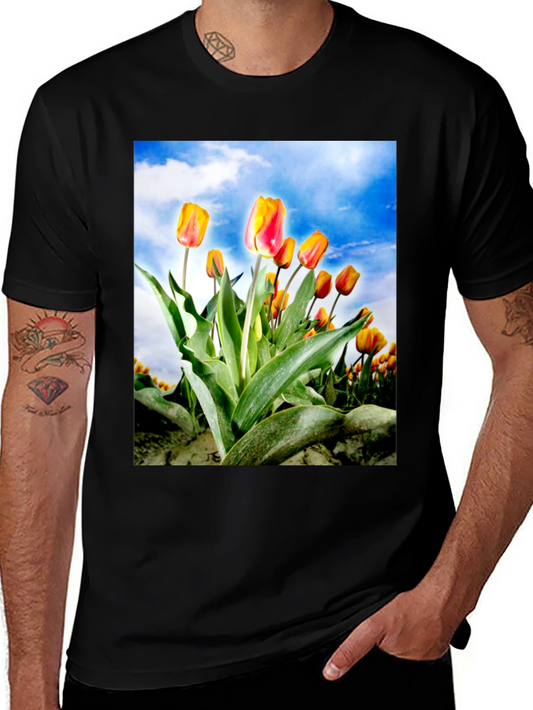 Tulip Field T-Shirt - Artistic Floral Design