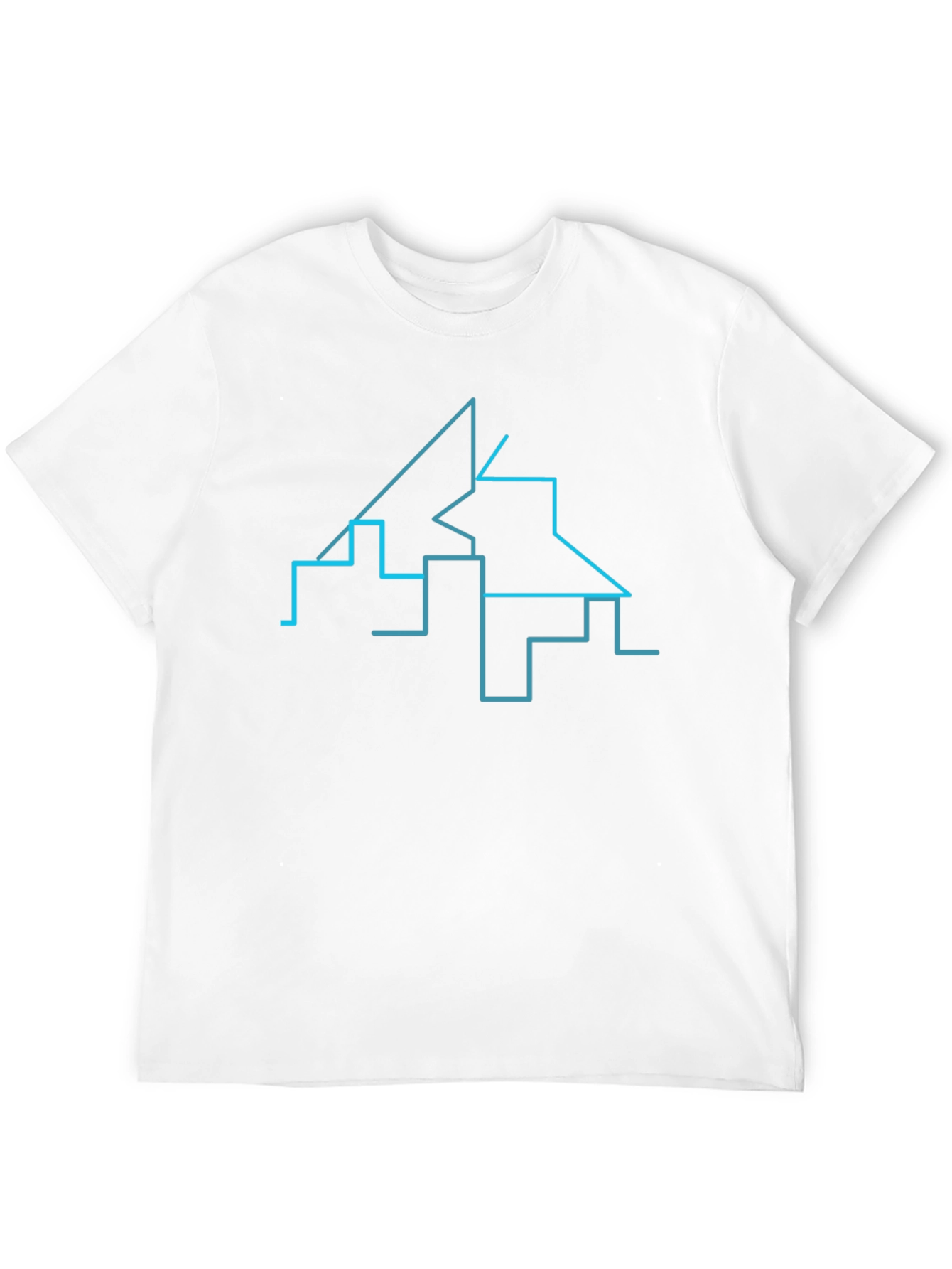 Abstract Cityscape Line Art Black T-Shirt