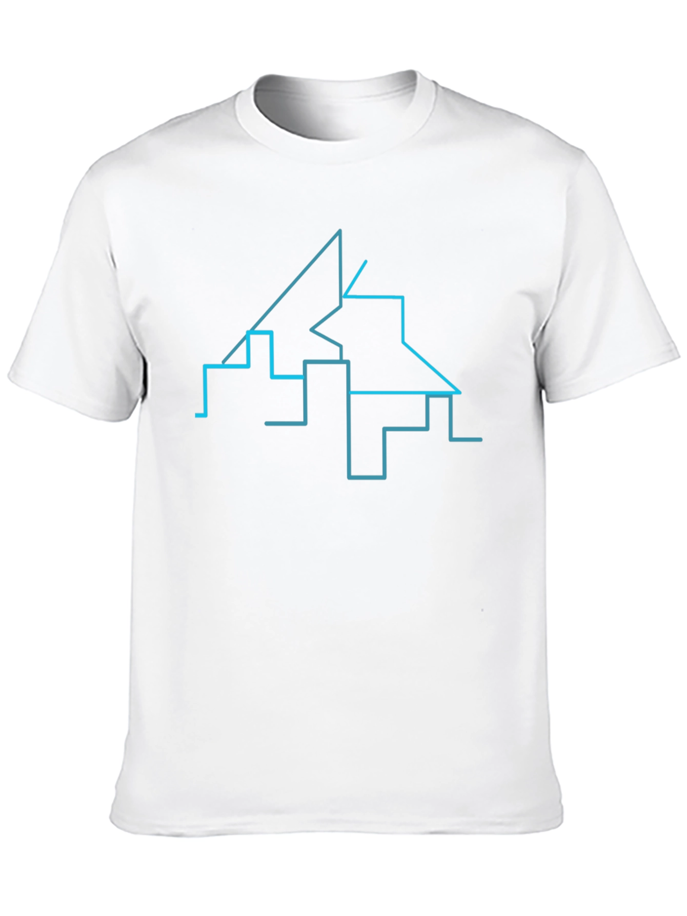 Abstract Cityscape Line Art Black T-Shirt