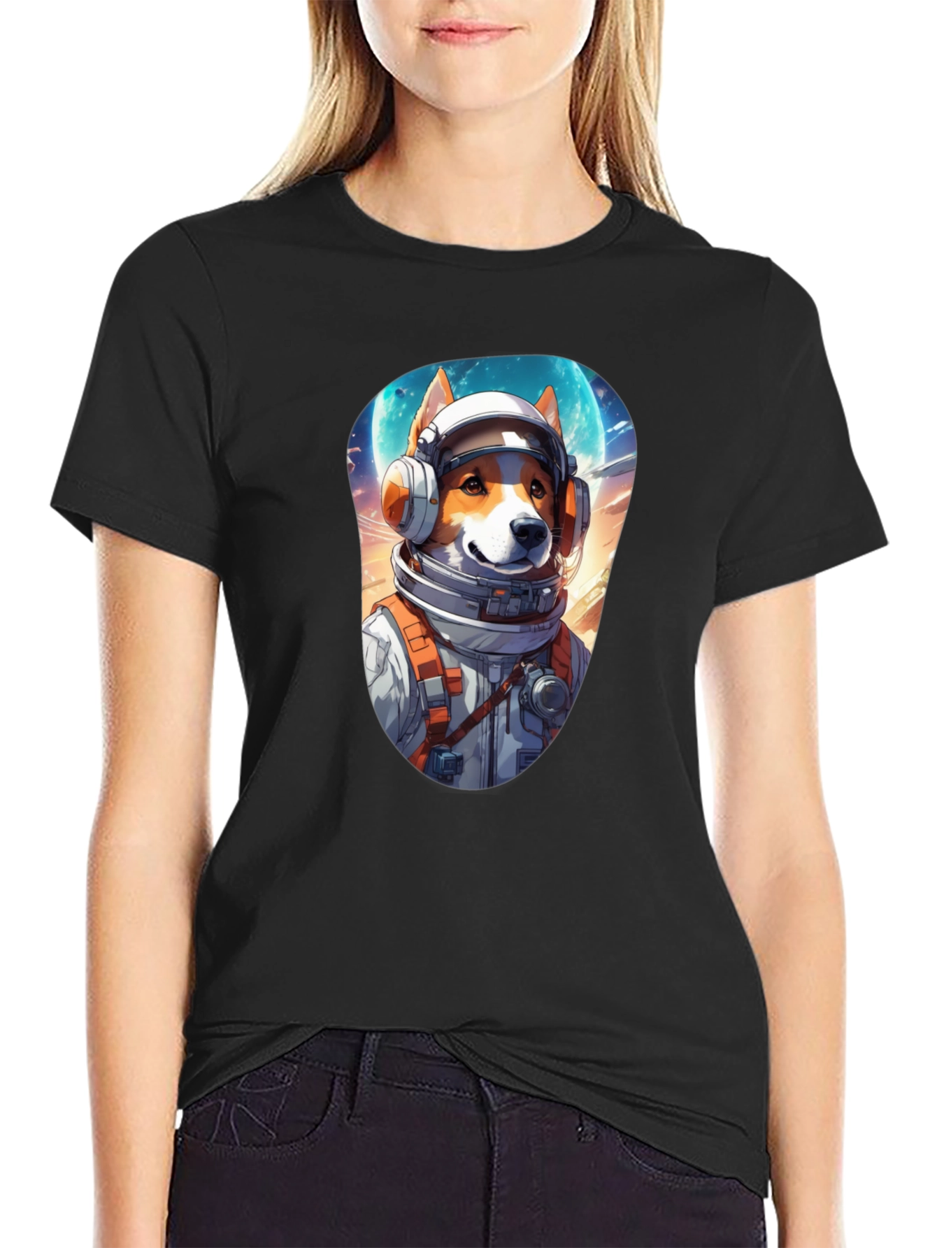Astronaut Dog Graphic T-Shirt - Space Pup Tee