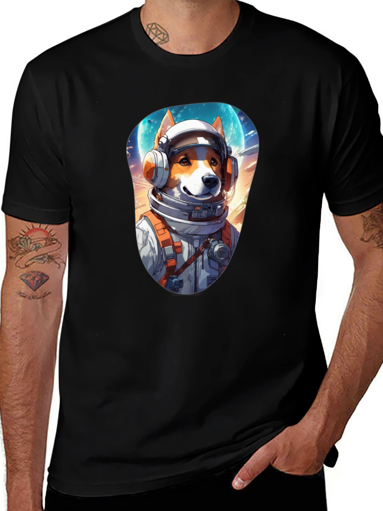 Astronaut Dog Graphic T-Shirt - Space Pup Tee
