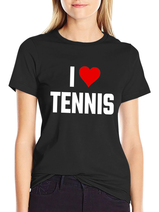 I Heart Tennis Black Graphic Tee