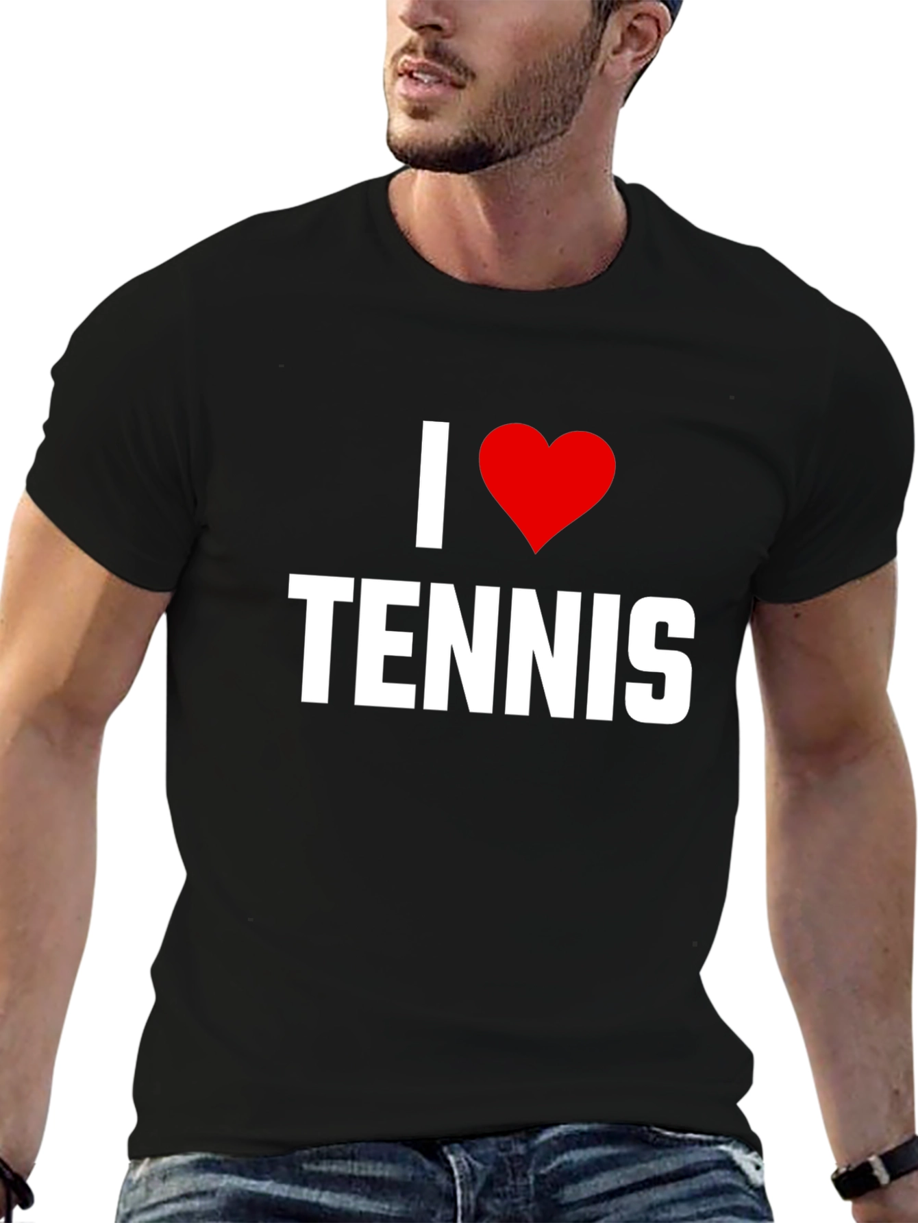 I Heart Tennis Black Graphic Tee