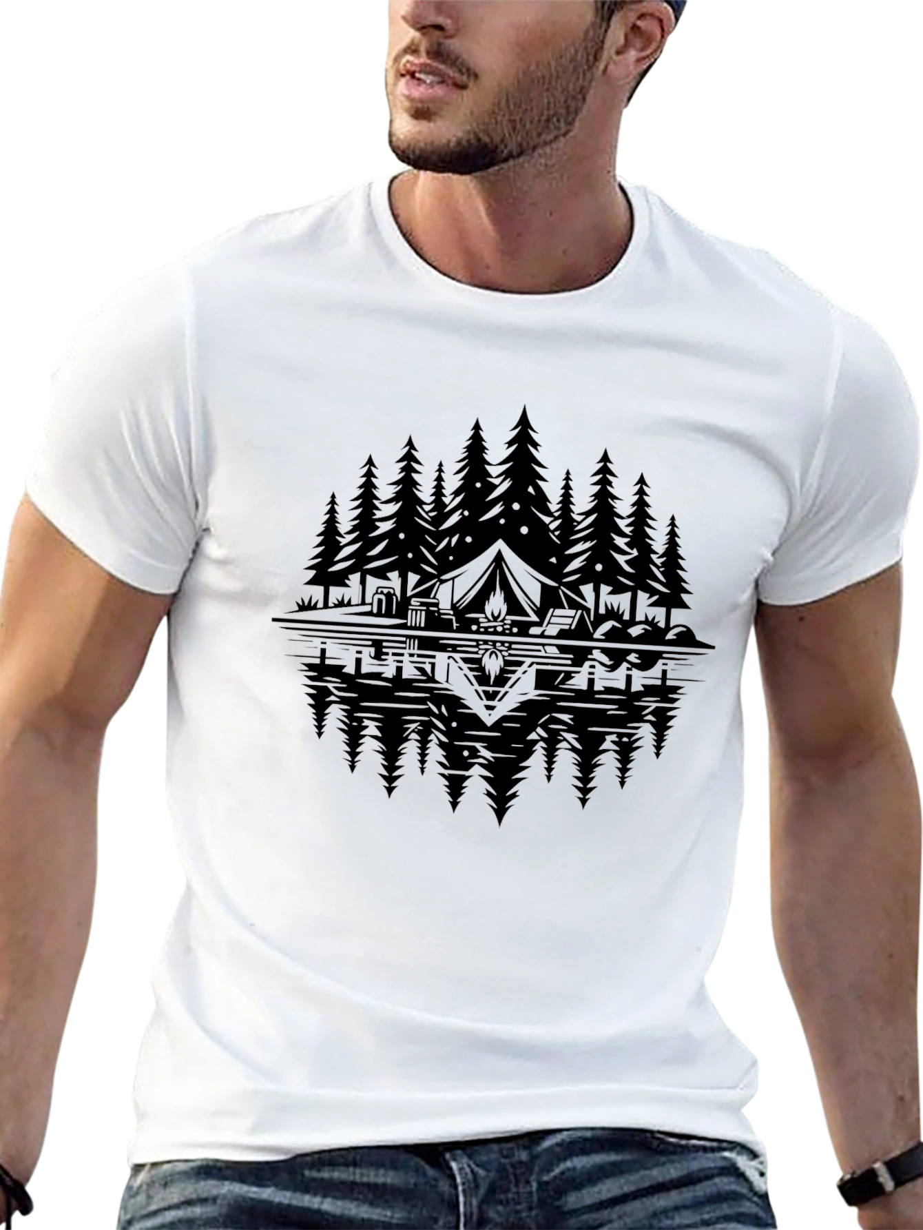 Camping Reflective Graphic T-Shirt