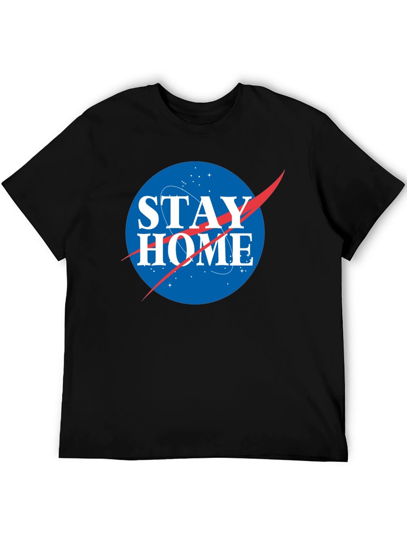 Stay Home NASA Logo T-Shirt - Black