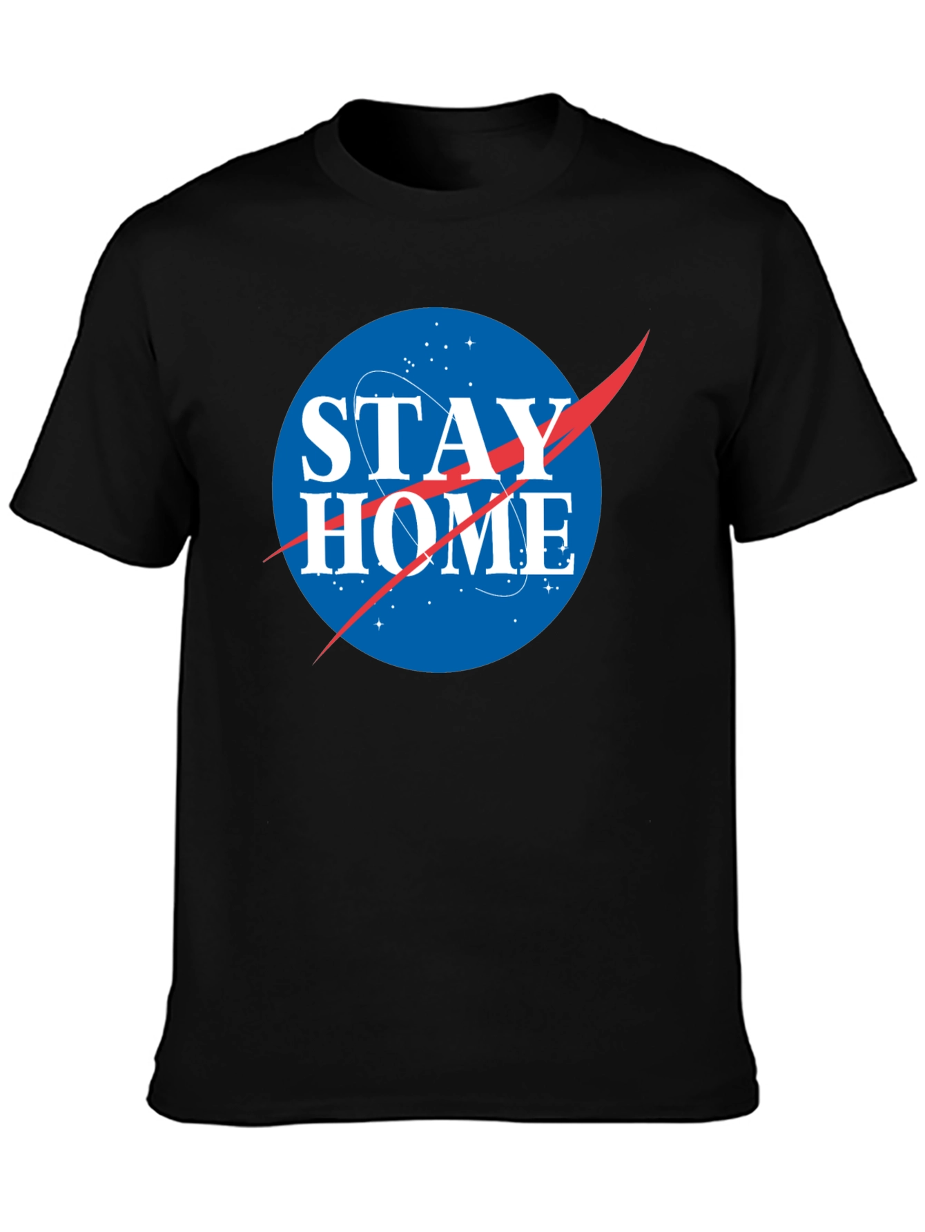 Stay Home NASA Logo T-Shirt - Black
