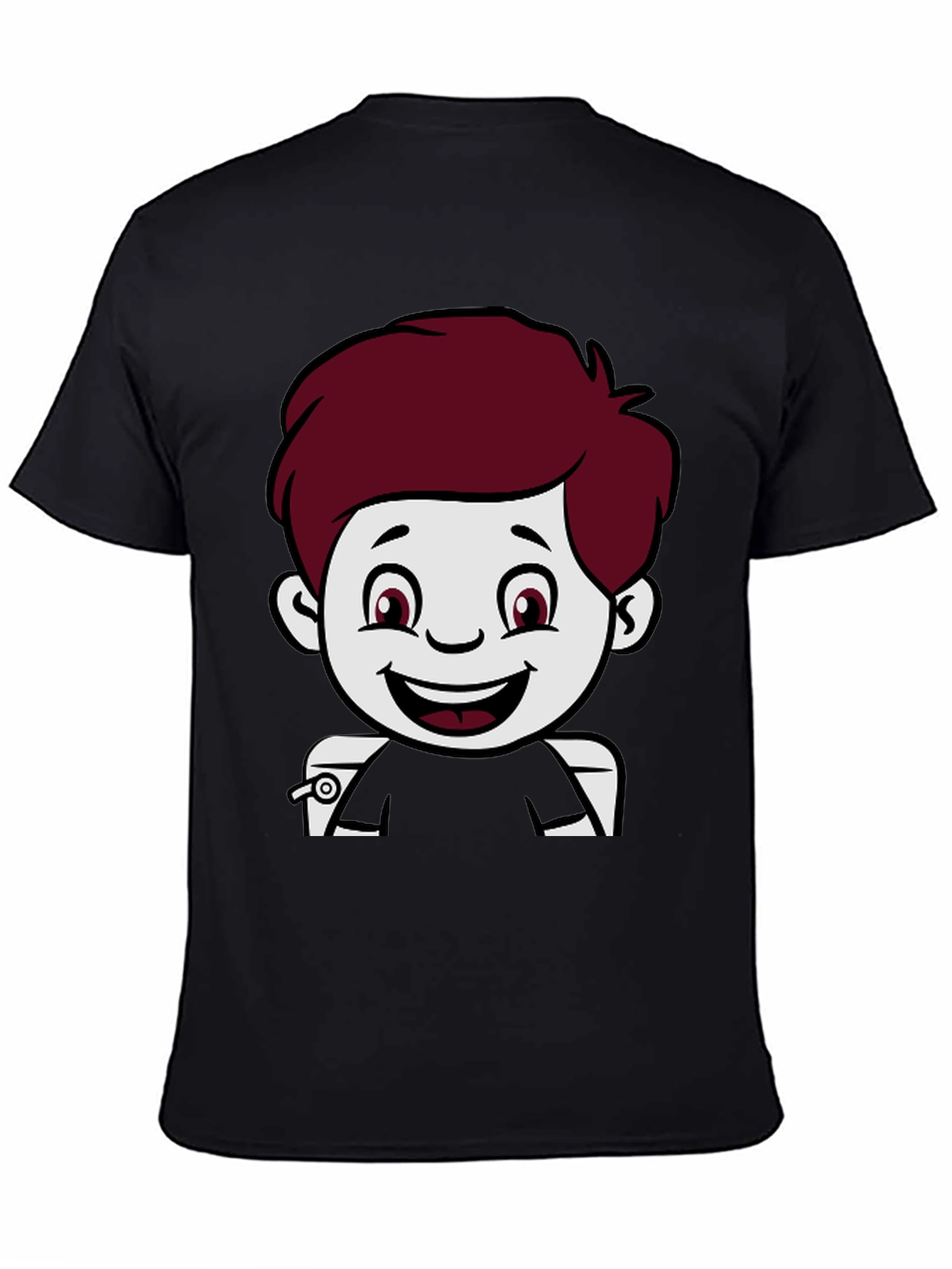 Cartoon Boy Graphic Print Black T-Shirt