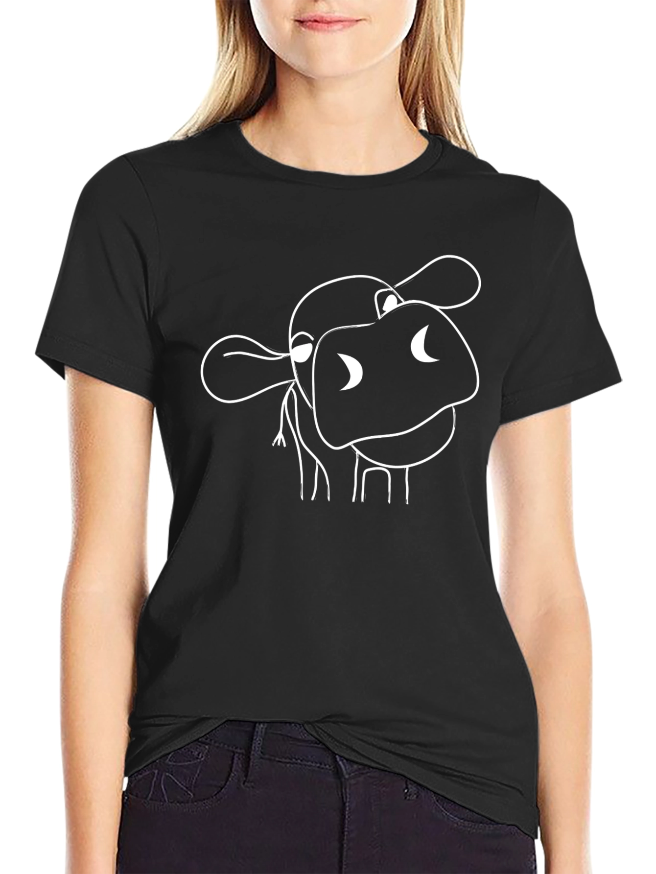 Funny Cow Graphic Tee - Black Cotton T-Shirt