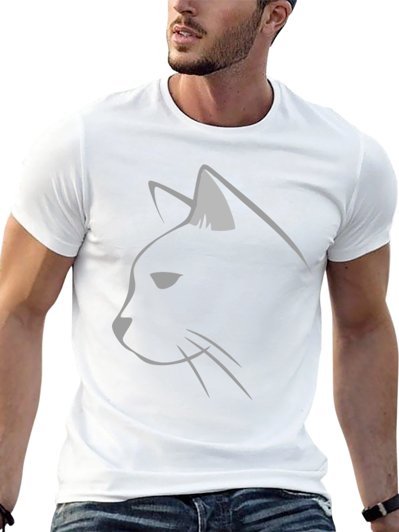 Mens Black Cat Silhouette T-Shirt