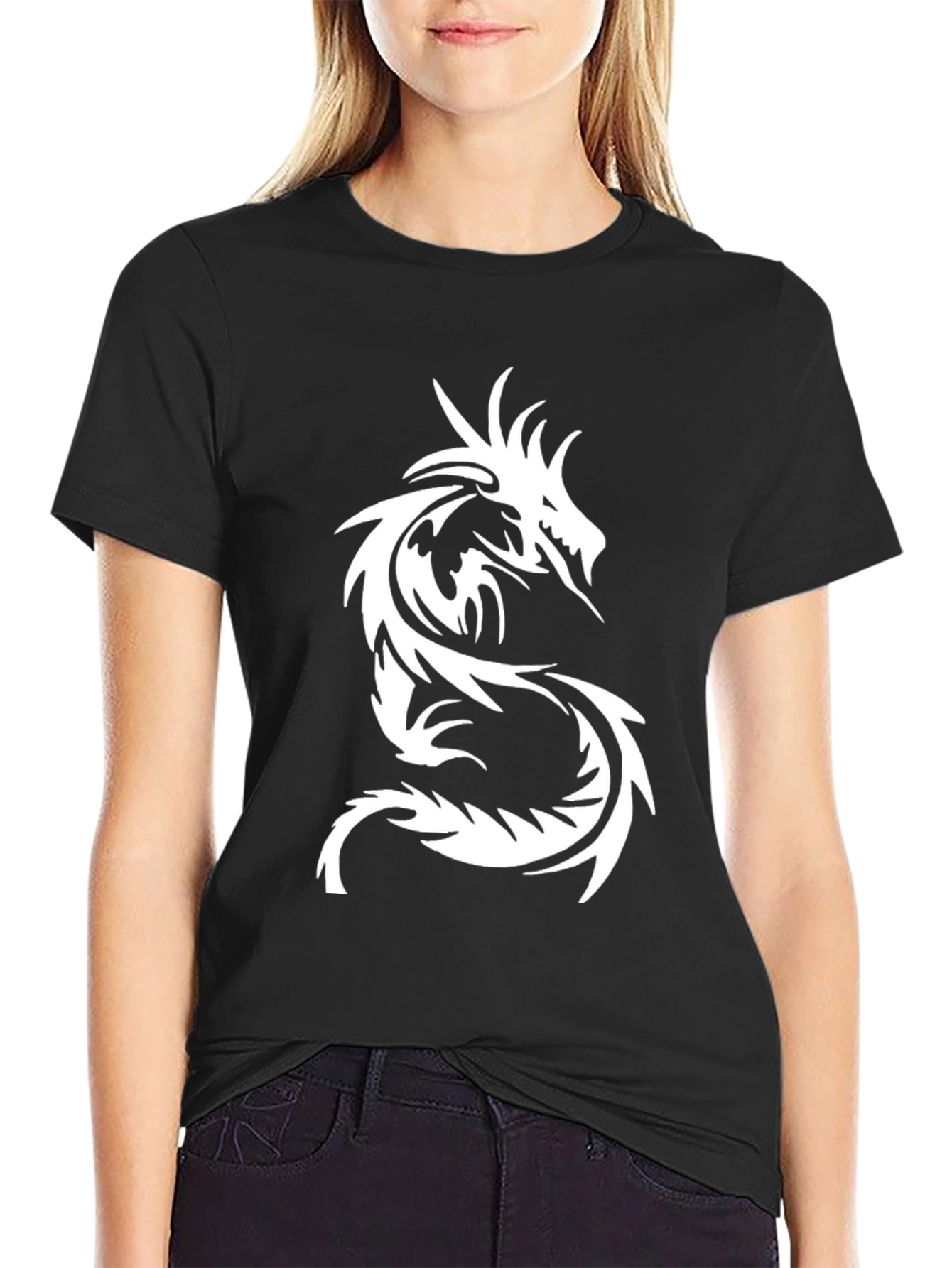 Mens Black Dragon Graphic Tee - Stylish & Bold