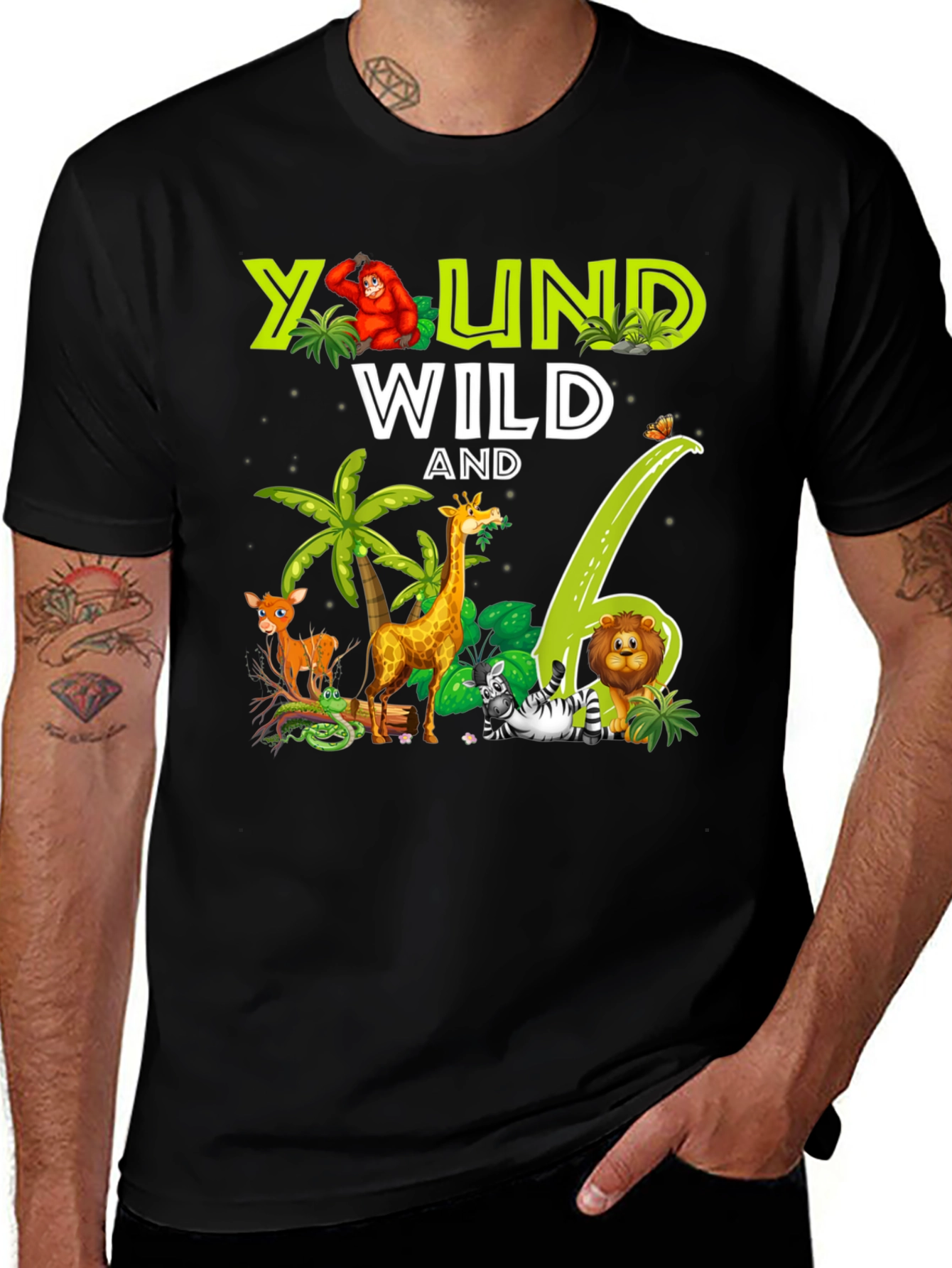 Young Wild and 6th Birthday Safari T-Shirt