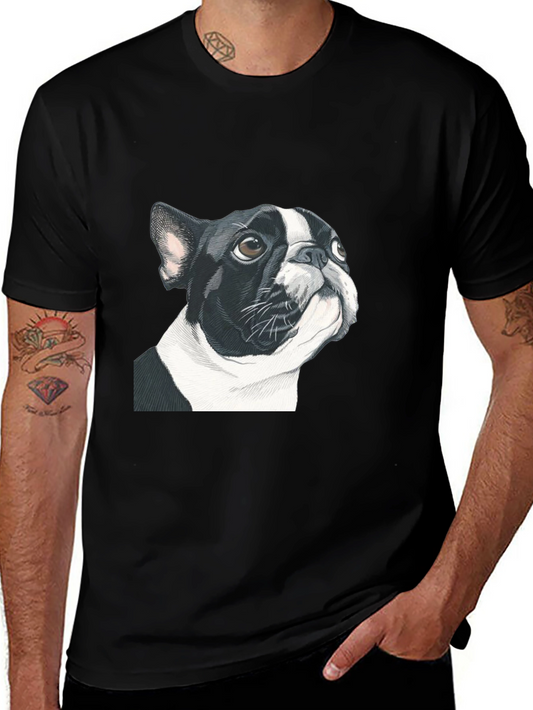 Boston Terrier Graphic Tee - Black Cotton Blend