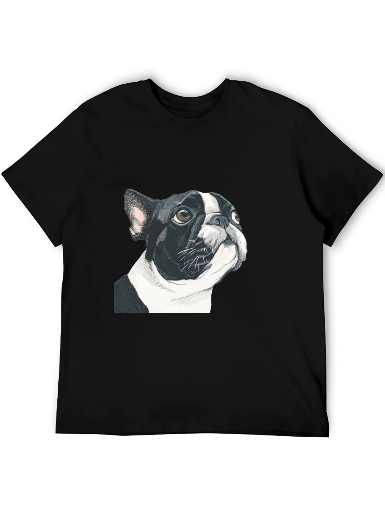 Boston Terrier Graphic Tee - Black Cotton Blend
