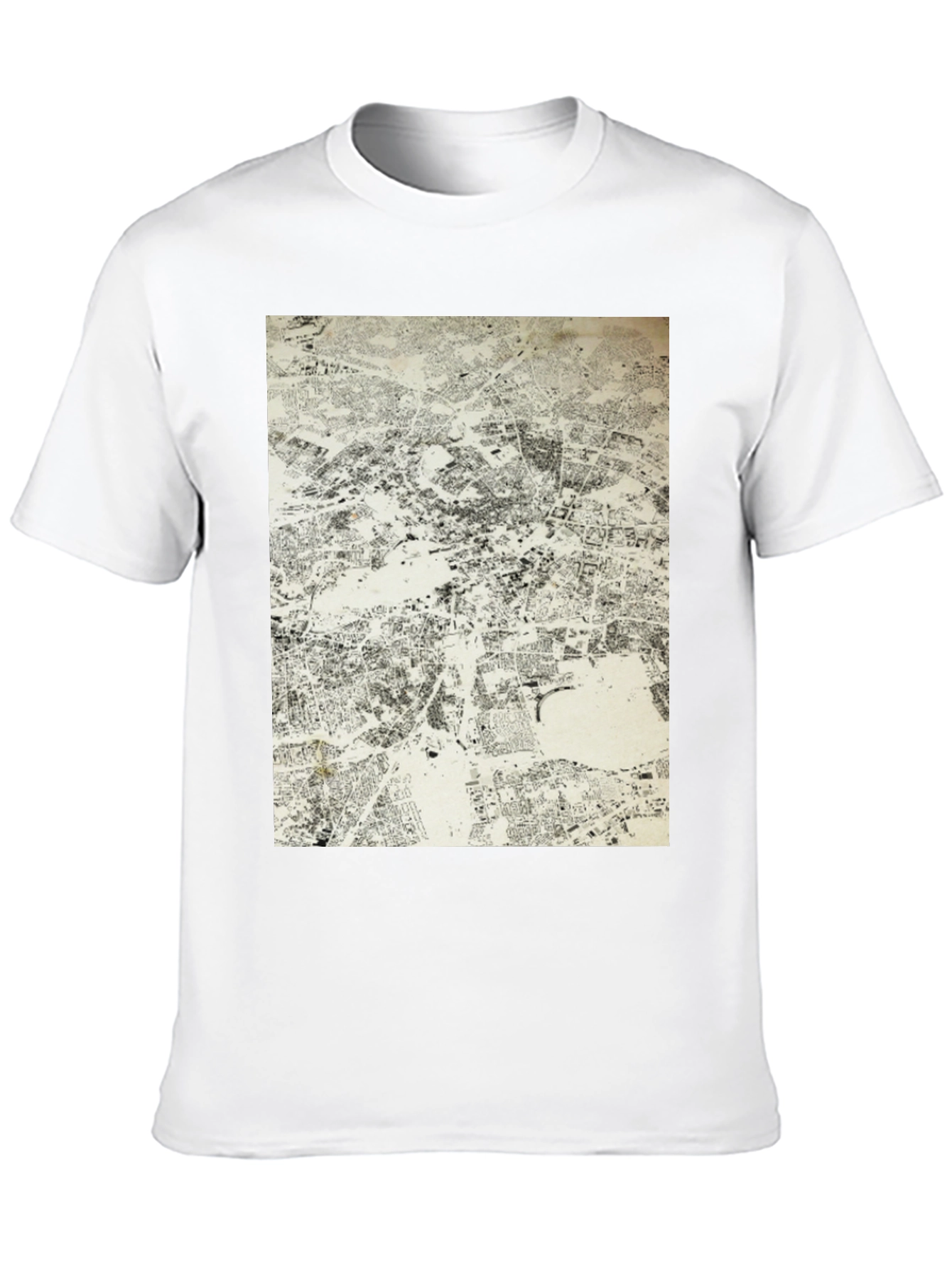 Urban Map Graphic Tee - Black Cotton T-Shirt