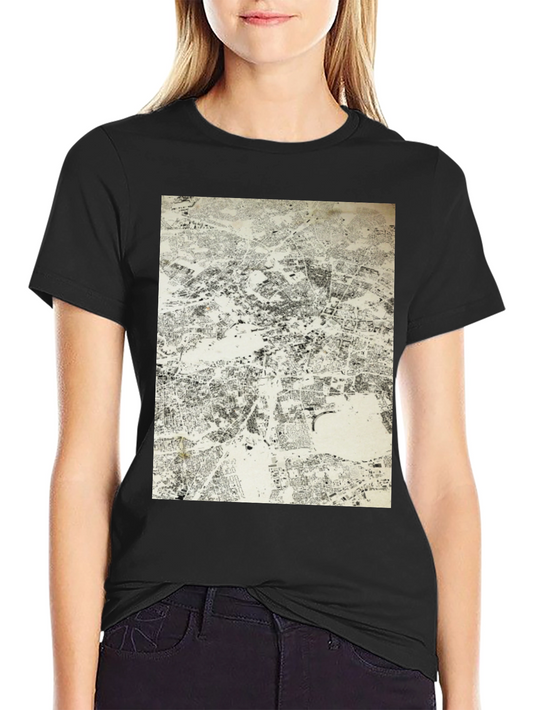 Urban Map Graphic Tee - Black Cotton T-Shirt