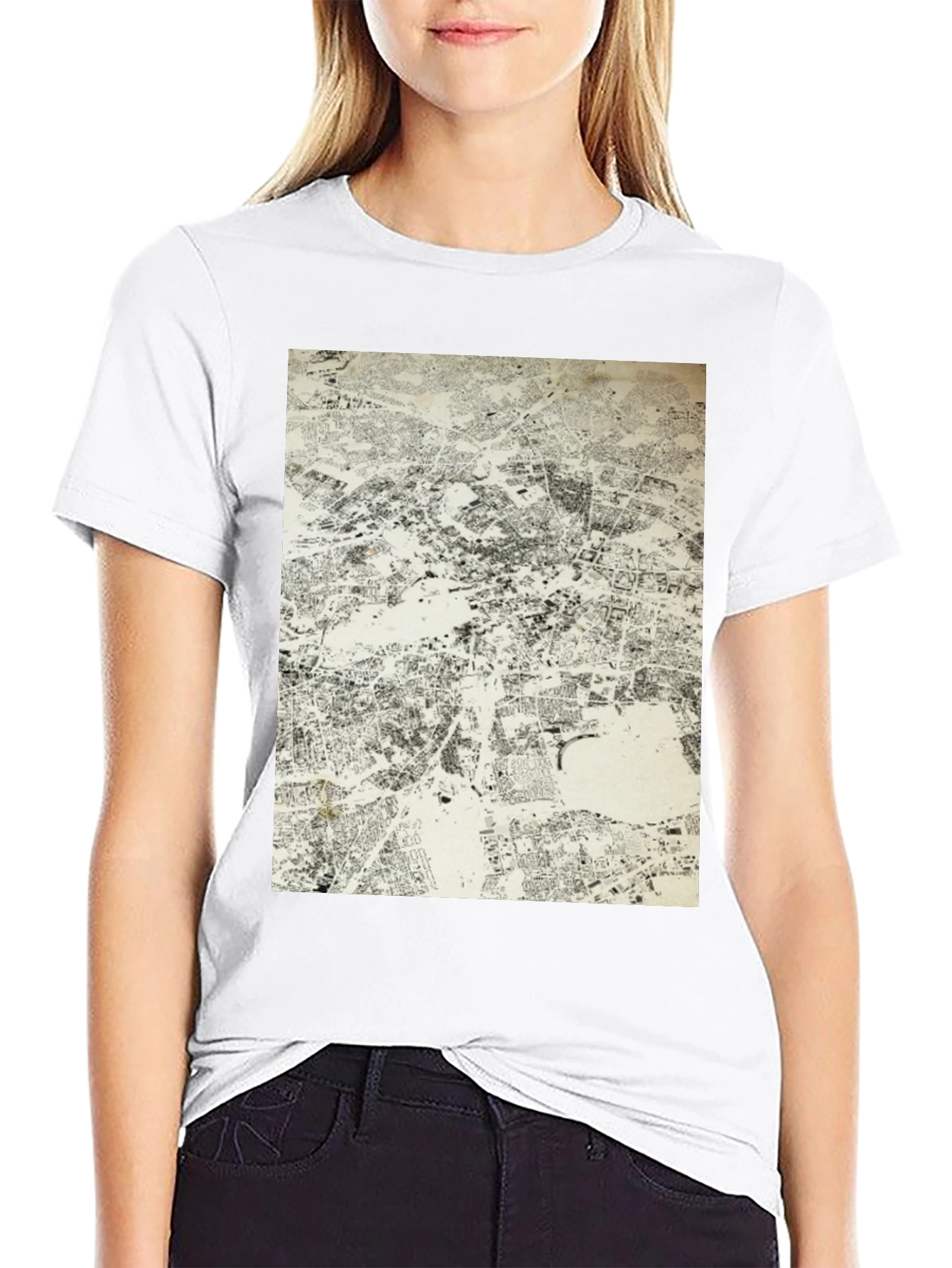 Urban Map Graphic Tee - Black Cotton T-Shirt