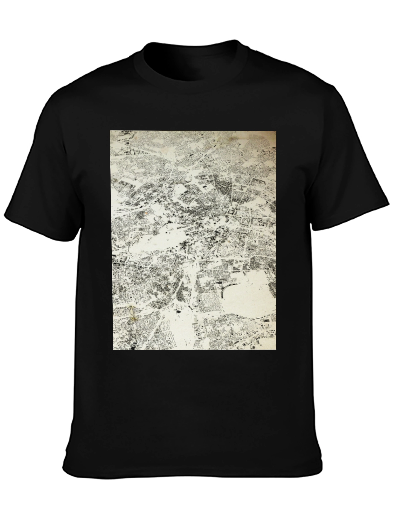Urban Map Graphic Tee - Black Cotton T-Shirt