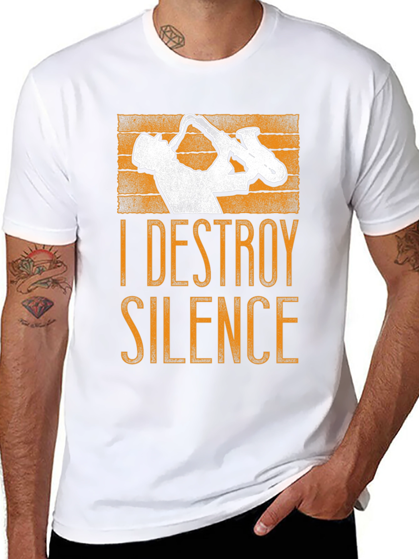Destroy Silence Saxophone Graphic Tee