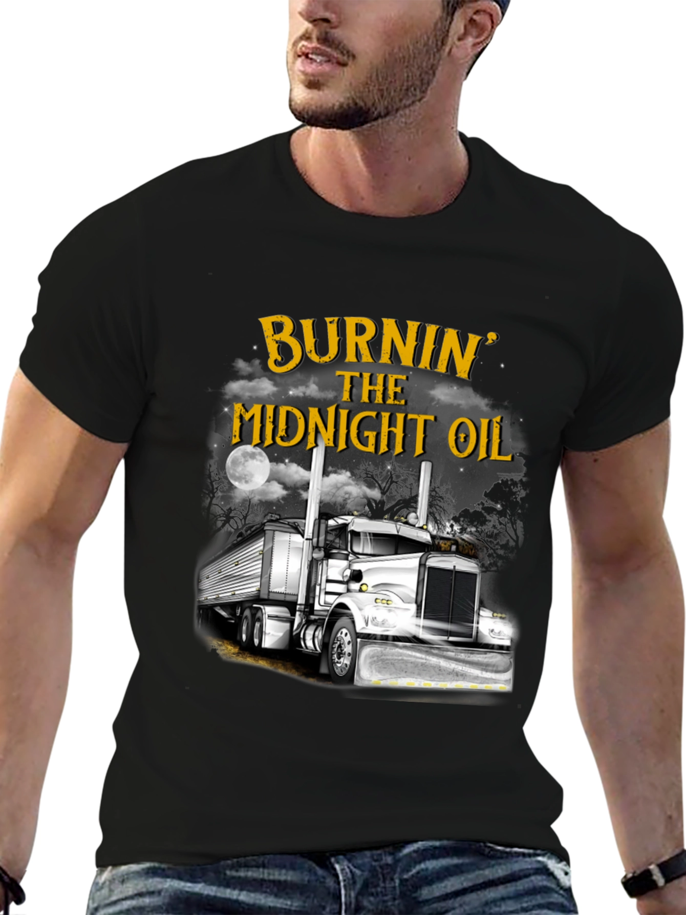Burnin the Midnight Oil Trucker T-Shirt