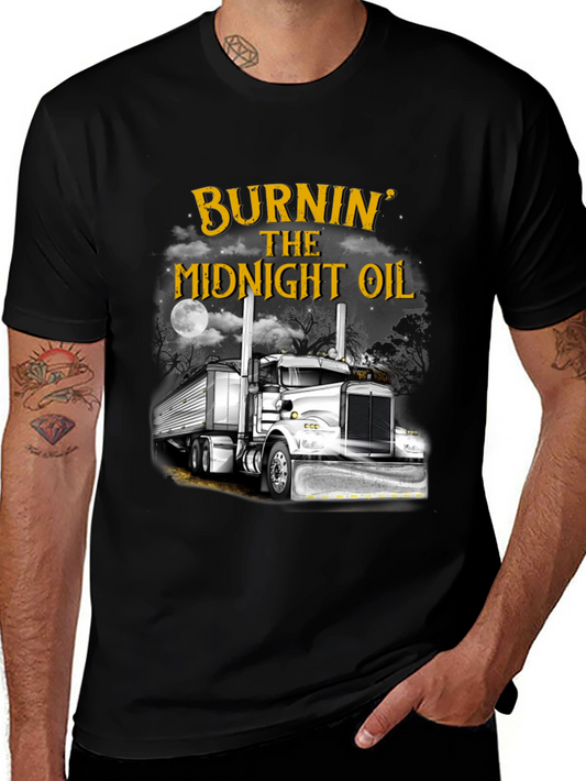 Burnin the Midnight Oil Trucker T-Shirt