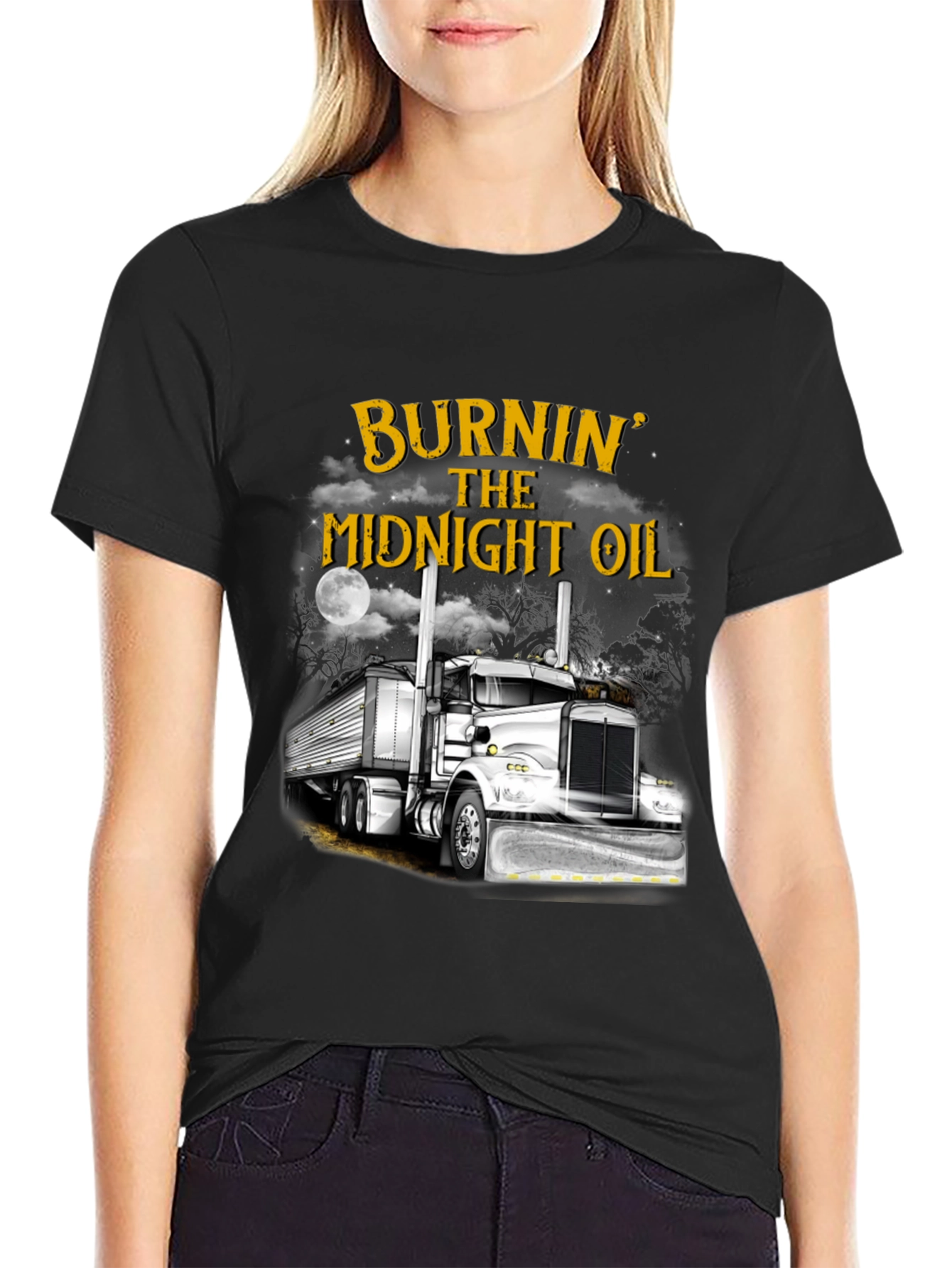 Burnin the Midnight Oil Trucker T-Shirt