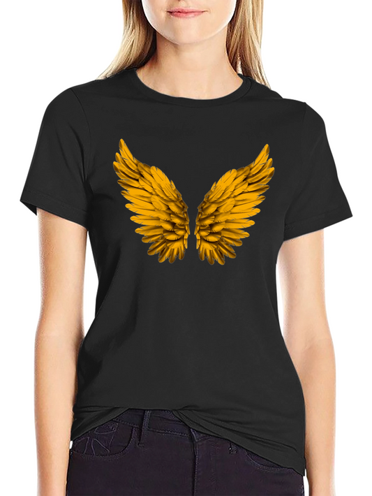 Golden Wings Graphic Black T-Shirt