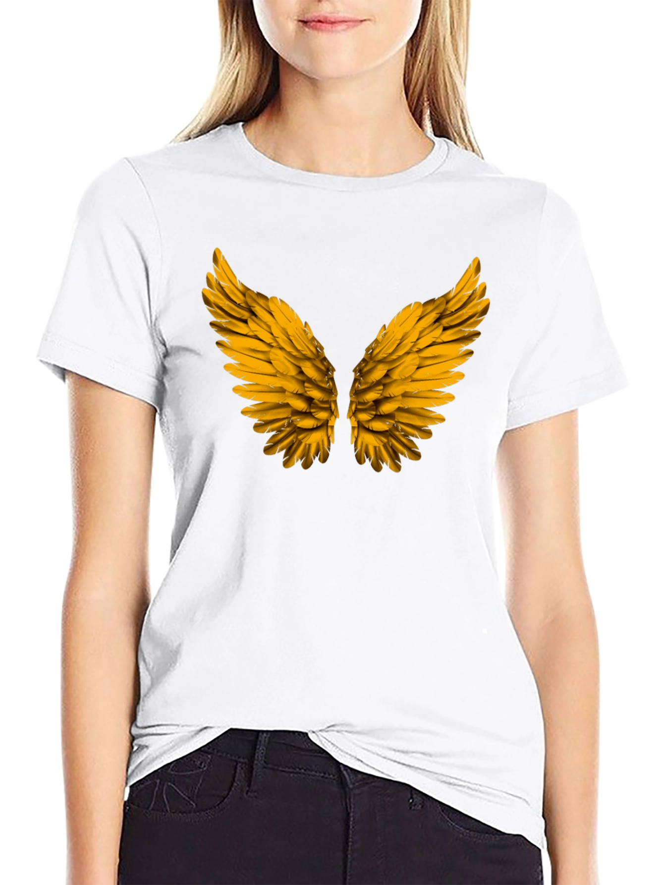 Golden Wings Graphic Black T-Shirt
