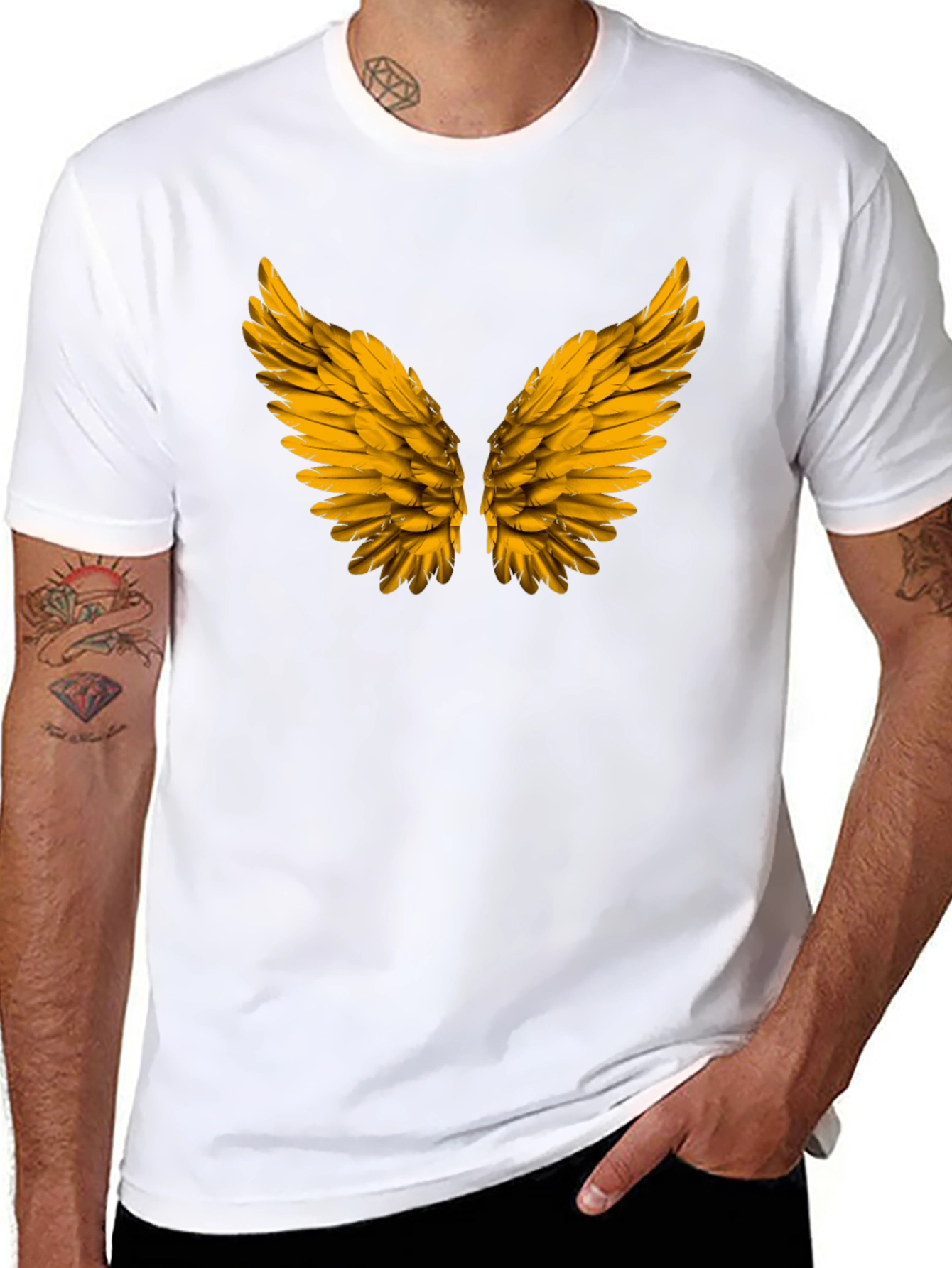Golden Wings Graphic Black T-Shirt