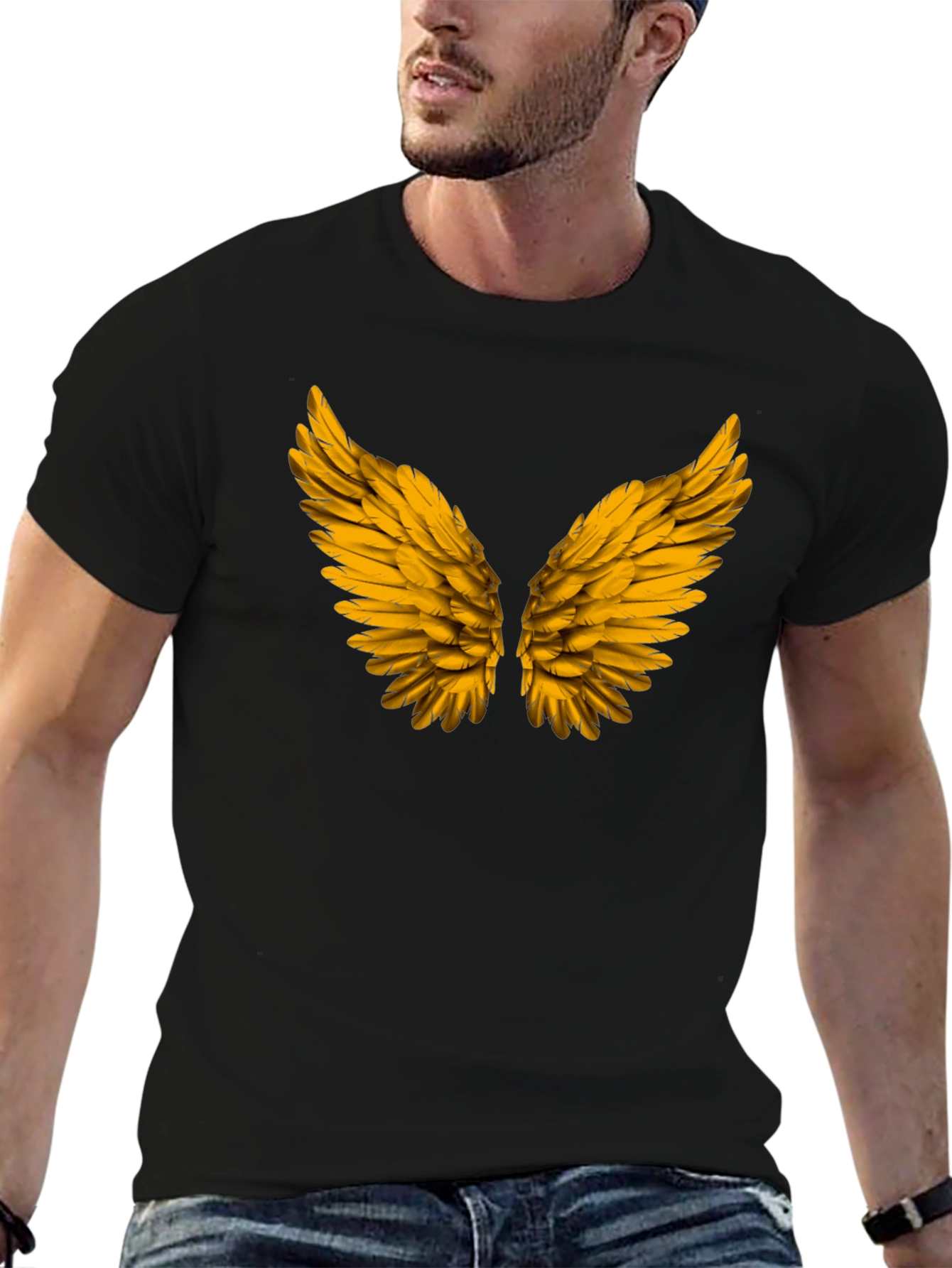 Golden Wings Graphic Black T-Shirt