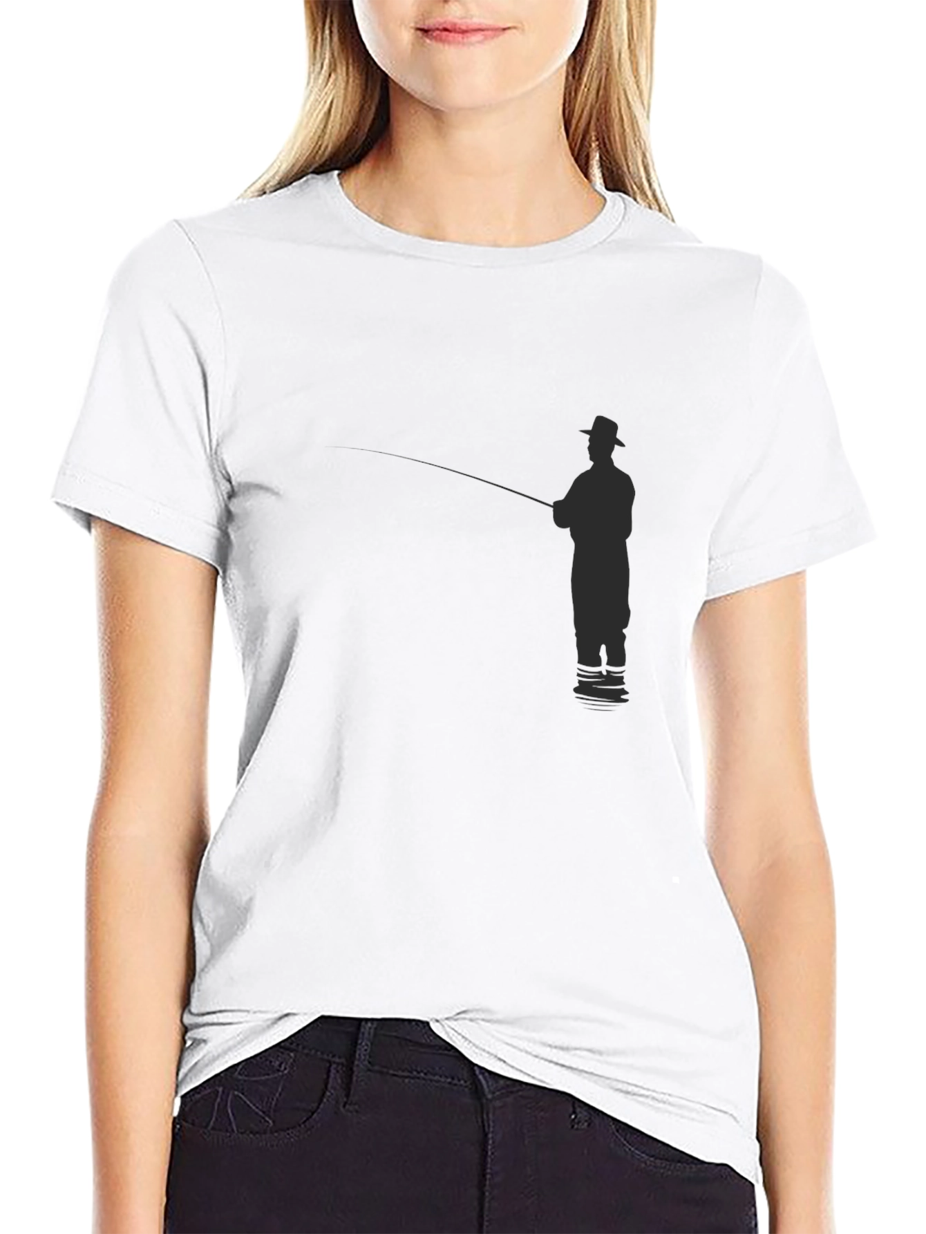 Fisherman Silhouette Black T-Shirt