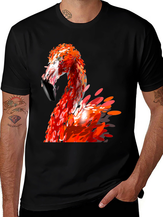 Flamingo Graphic Print Black T-Shirt