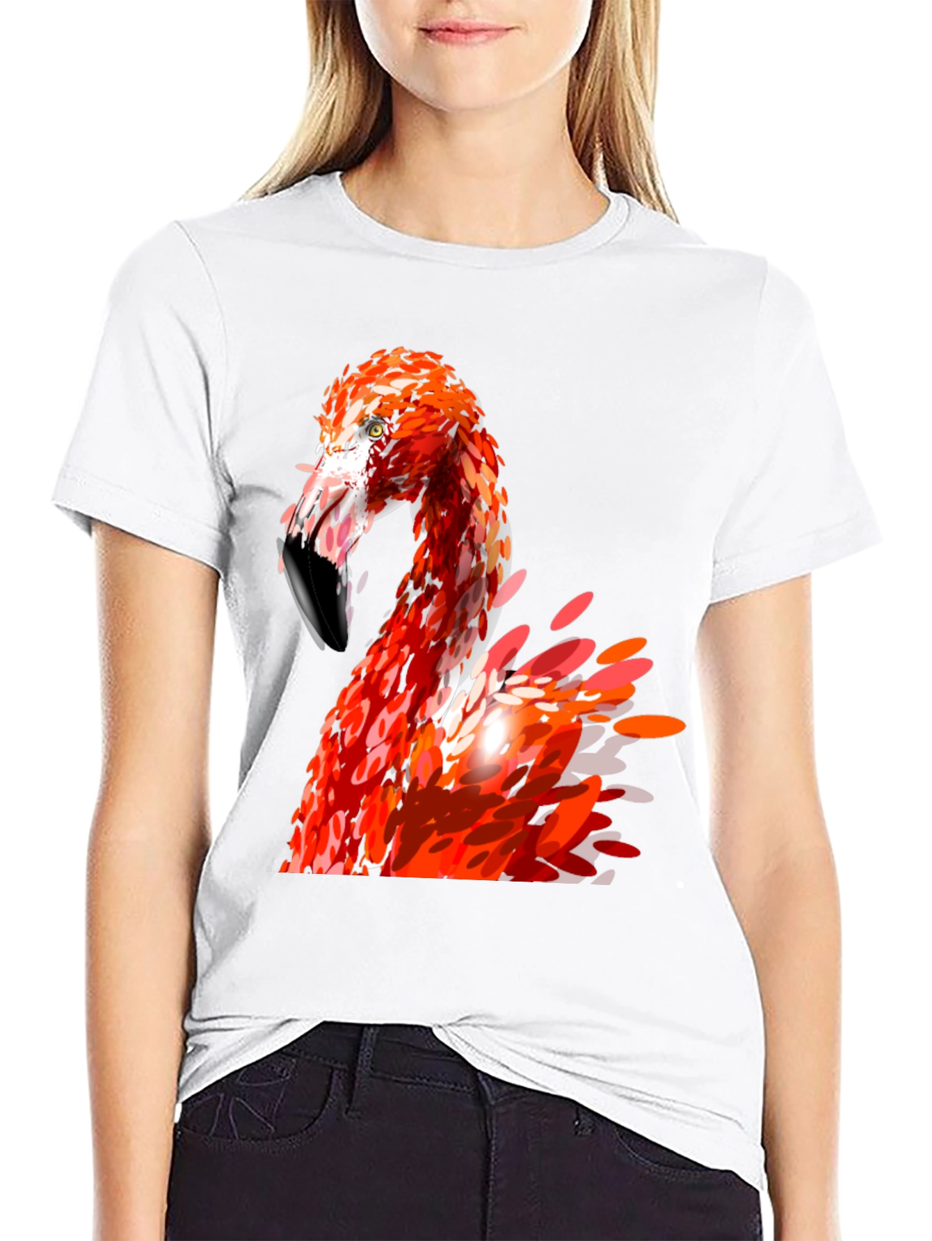 Flamingo Graphic Print Black T-Shirt