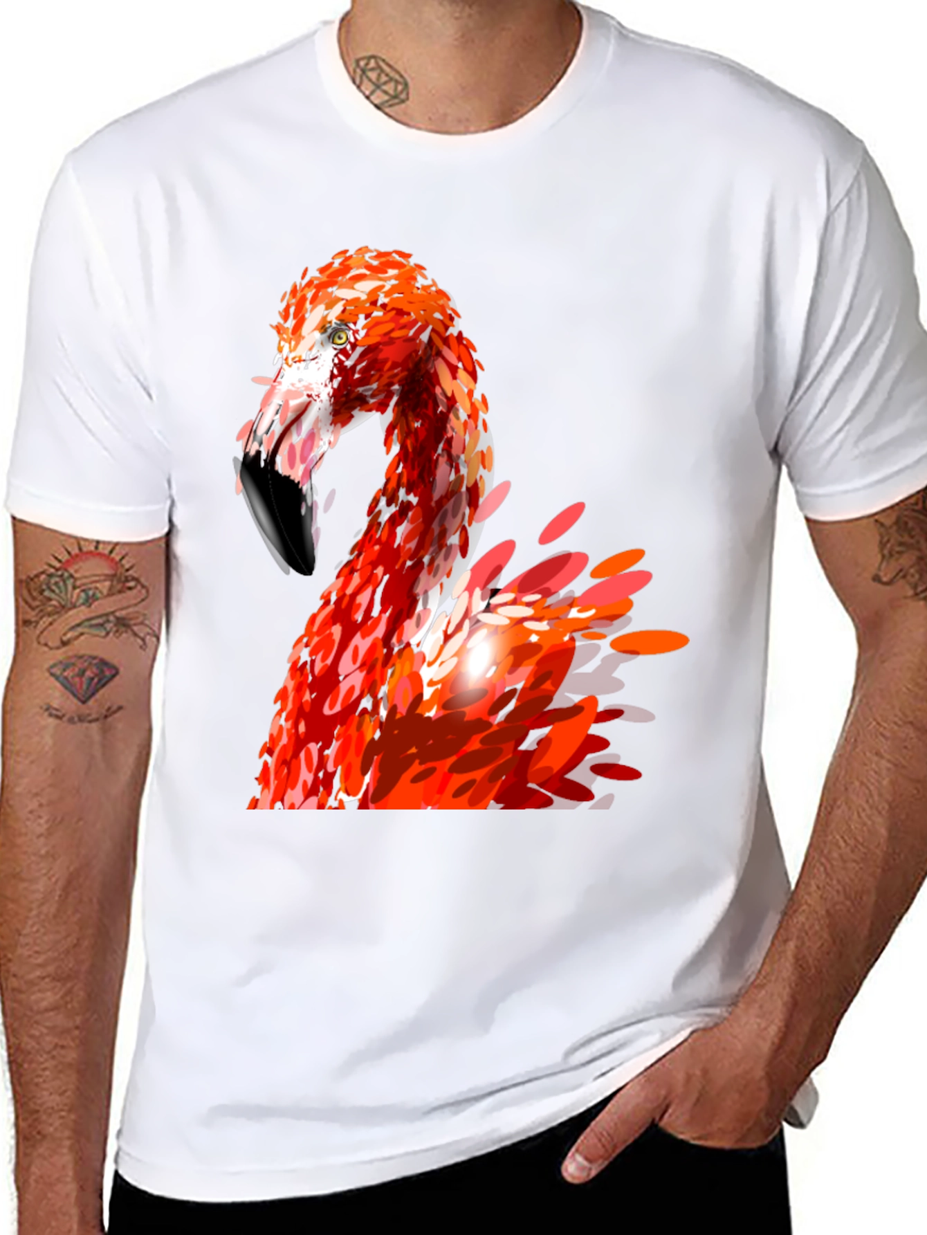 Flamingo Graphic Print Black T-Shirt