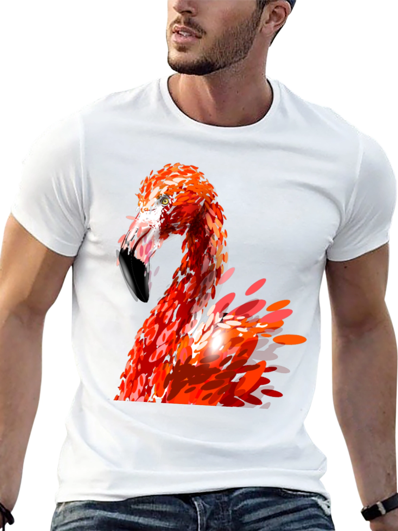 Flamingo Graphic Print Black T-Shirt