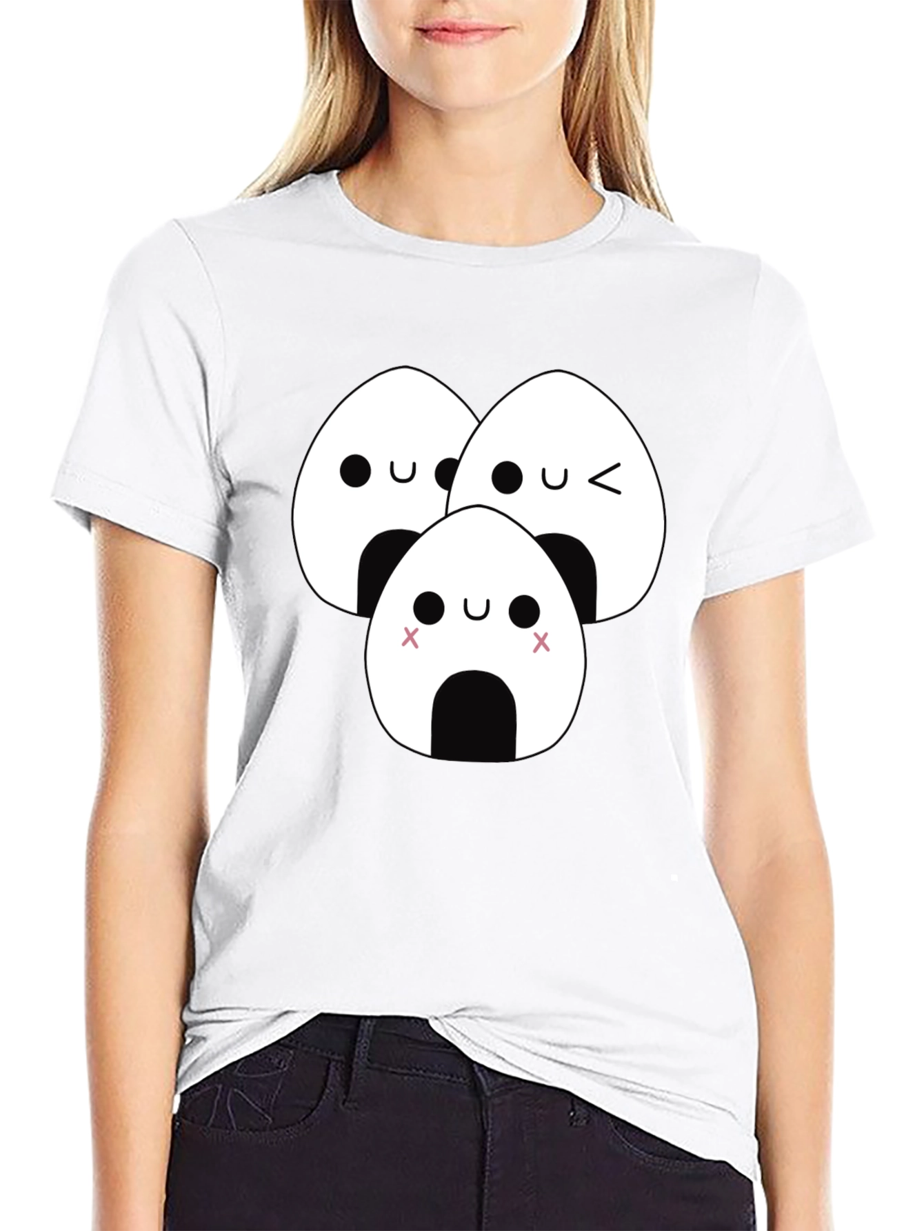 Cute Onigiri Kawaii T-Shirt - Black