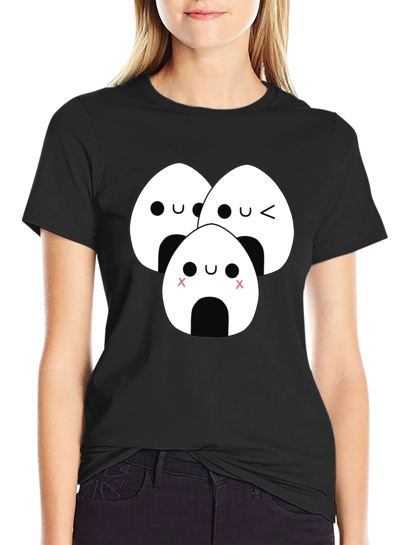 Cute Onigiri Kawaii T-Shirt - Black