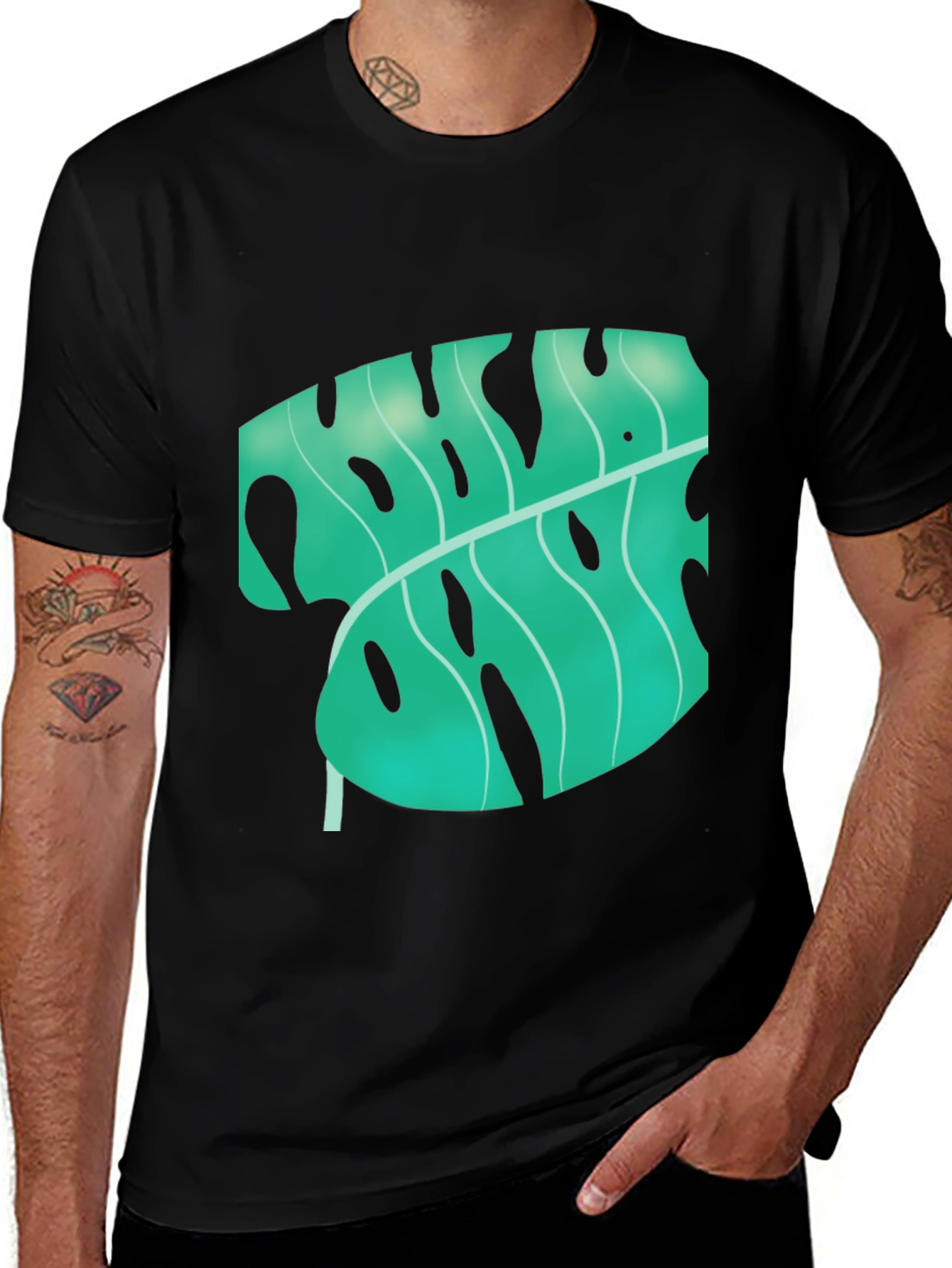 Tropical Monstera Leaf Graphic Tee