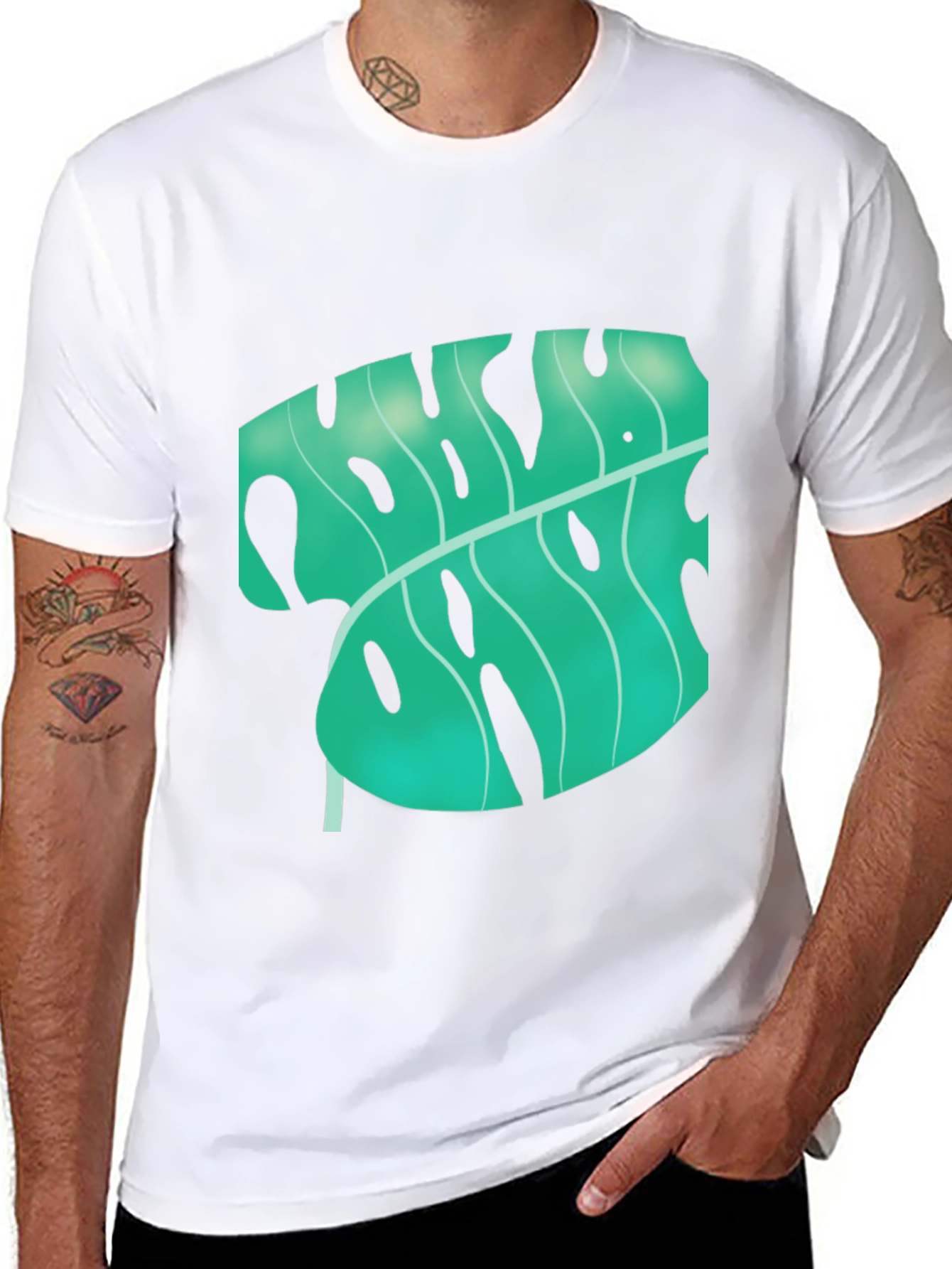 Tropical Monstera Leaf Graphic Tee