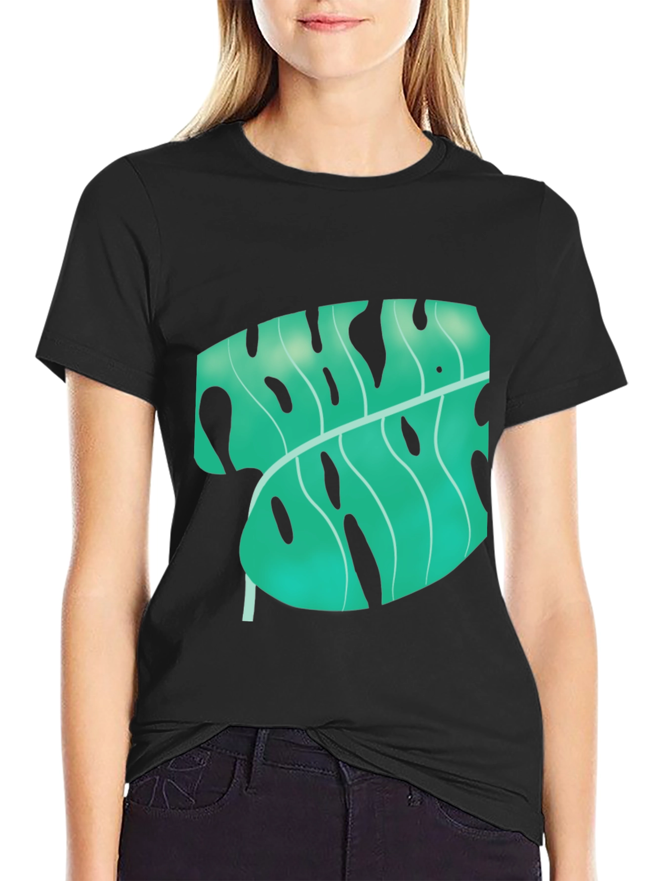 Tropical Monstera Leaf Graphic Tee