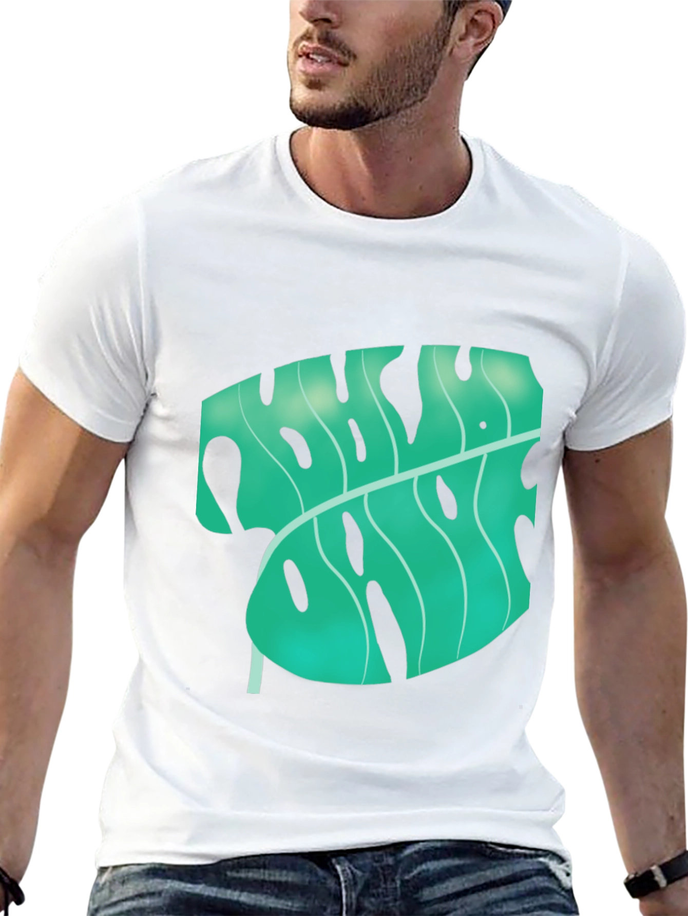Tropical Monstera Leaf Graphic Tee
