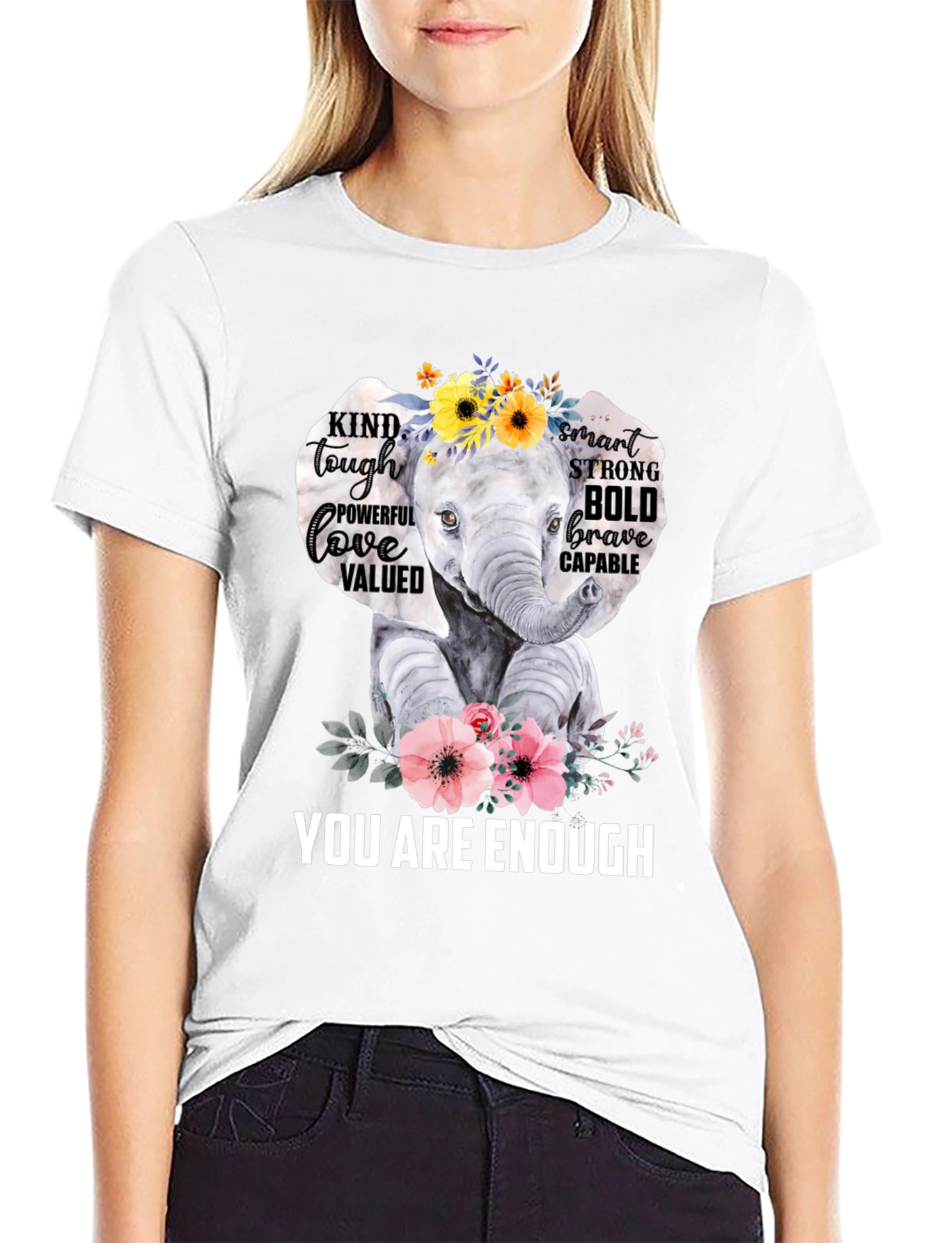Elephant You Are Enough Graphic T-Shirt