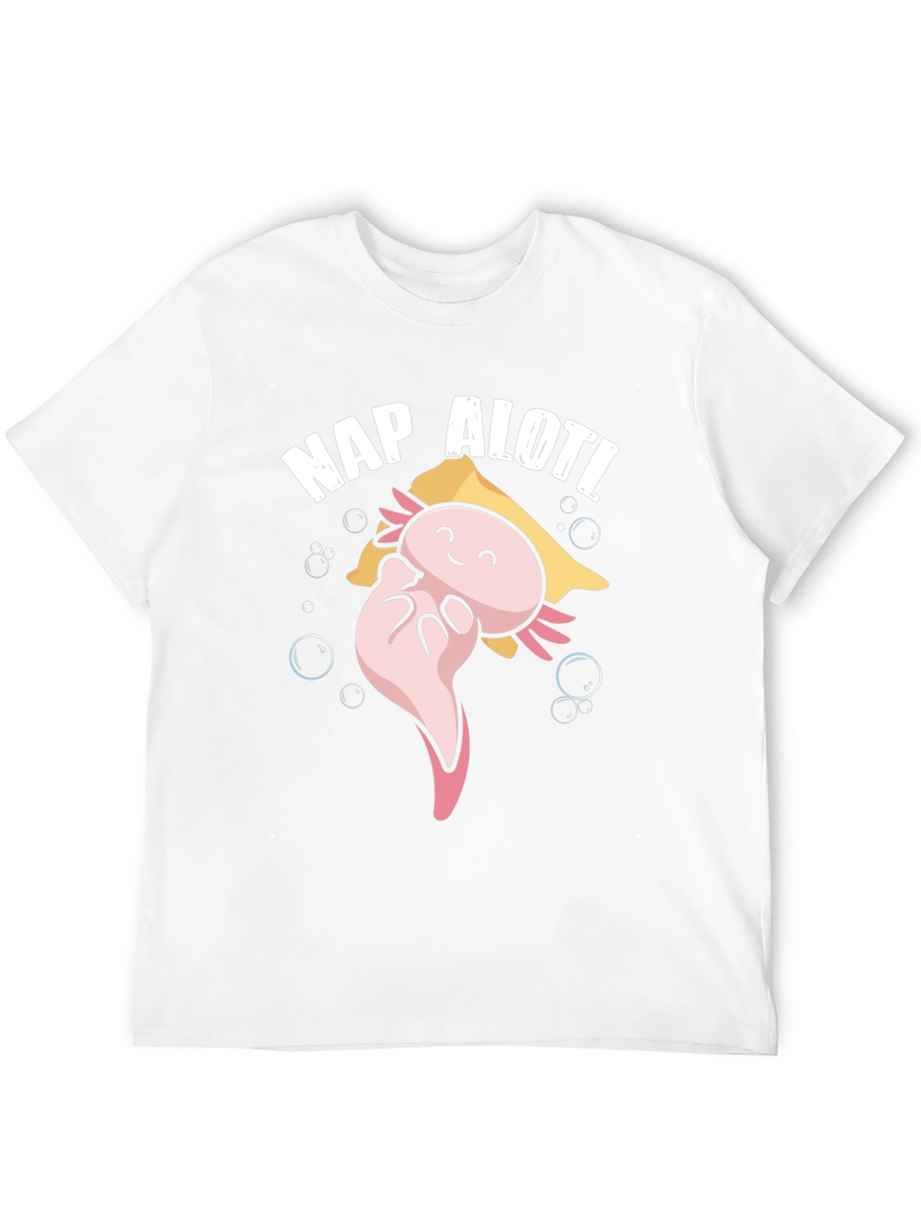 Nap Alotl Black T-Shirt - Axolotl Cartoon Sleep Design