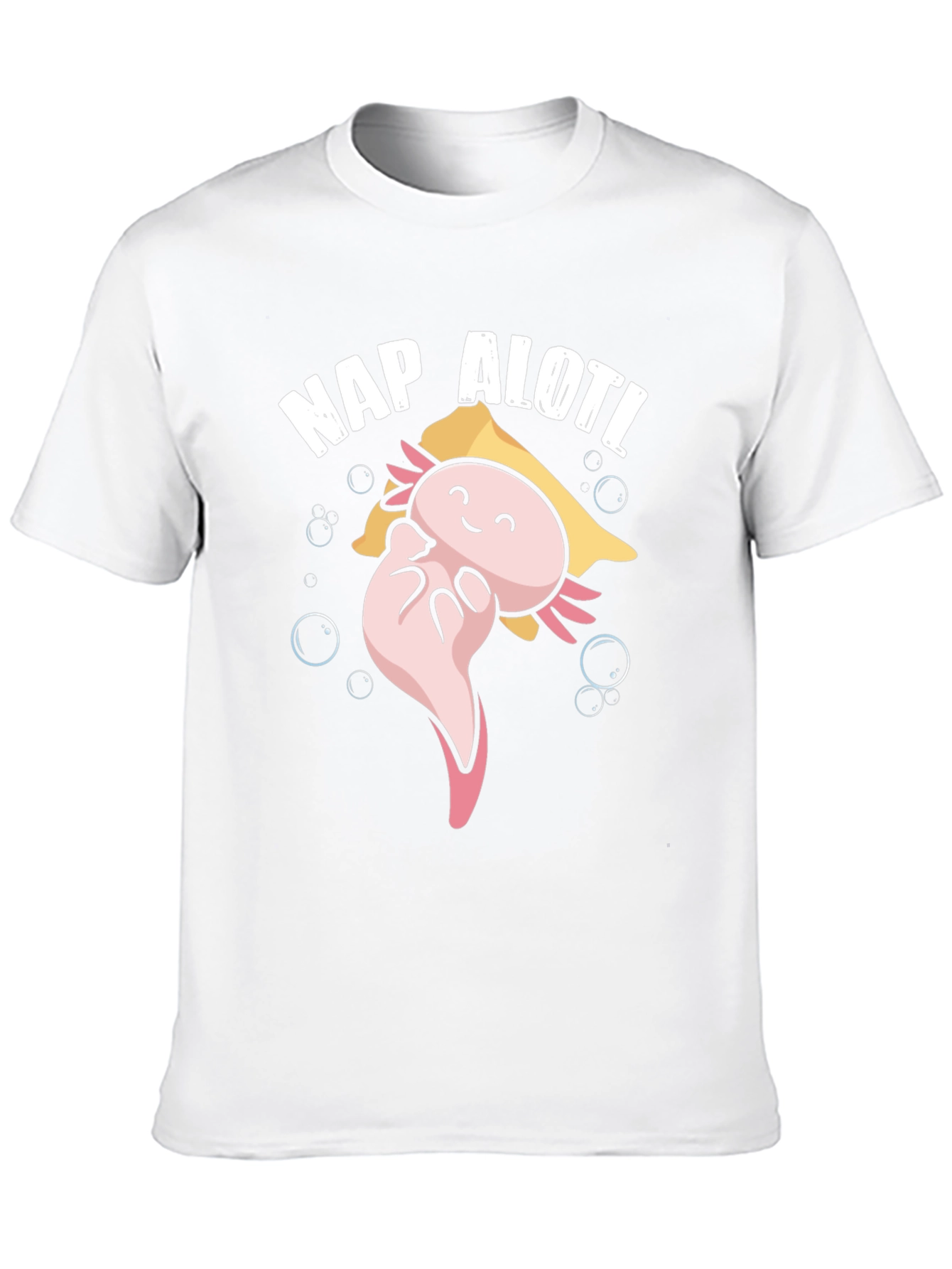 Nap Alotl Black T-Shirt - Axolotl Cartoon Sleep Design