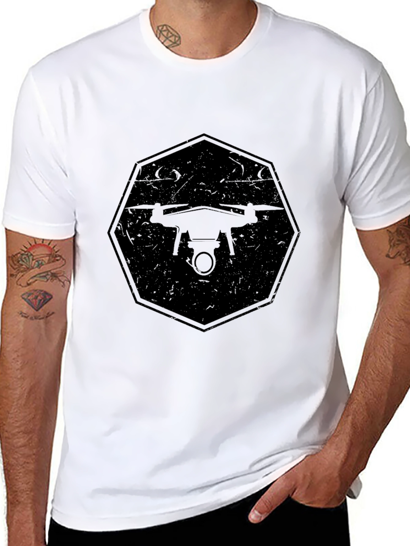 Drone Graphic T-Shirt - Black
