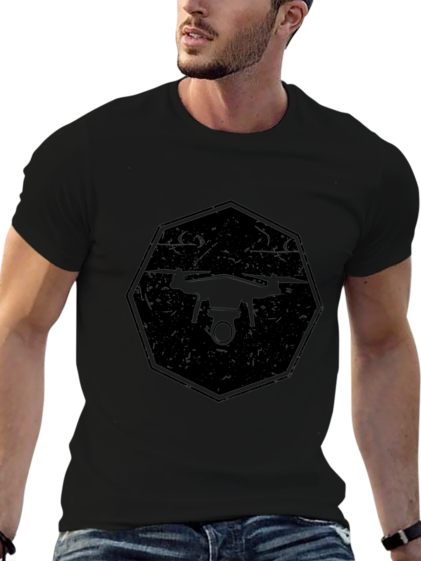 Drone Graphic T-Shirt - Black