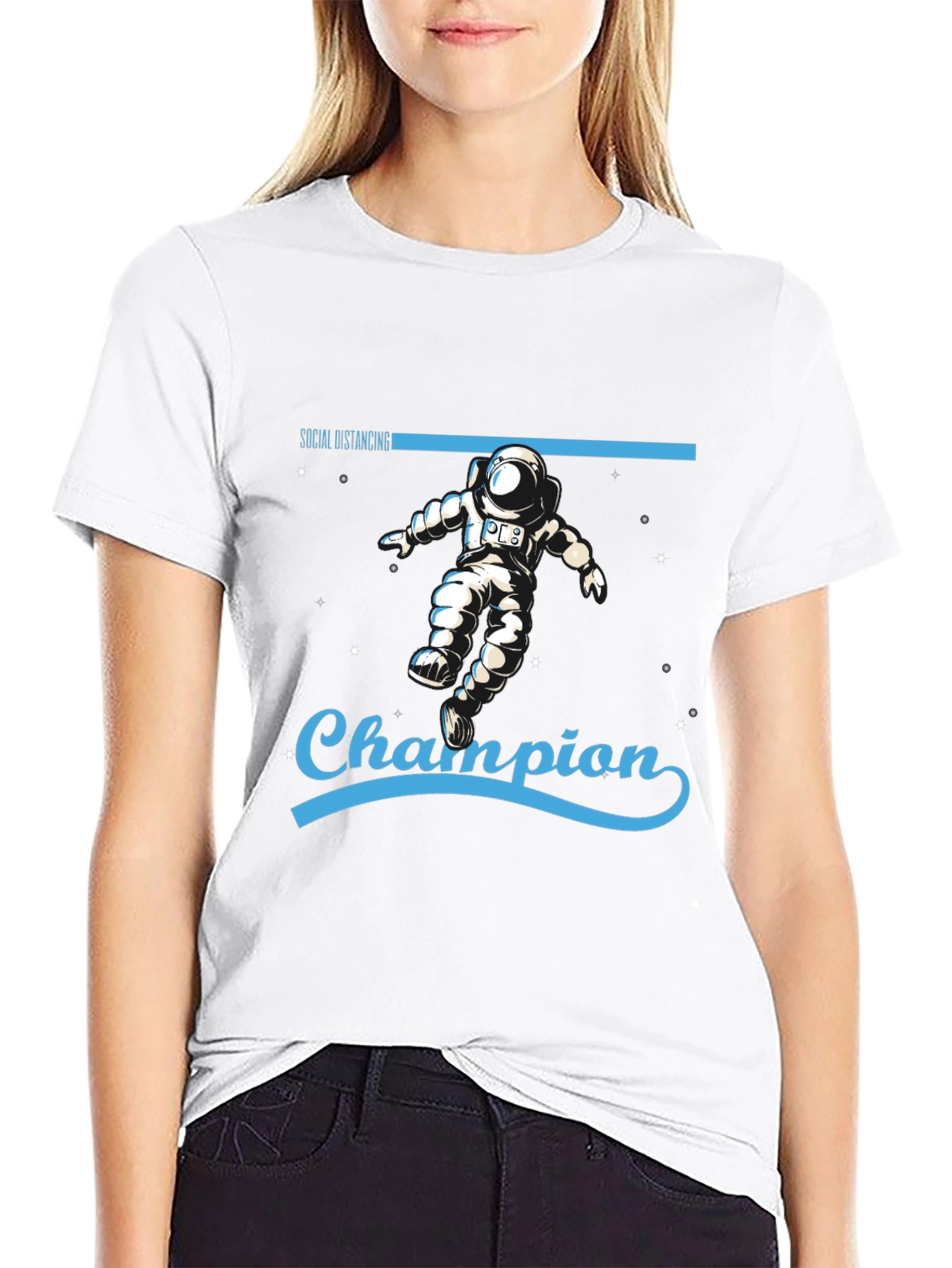 Social Distancing Champion Black T-Shirt