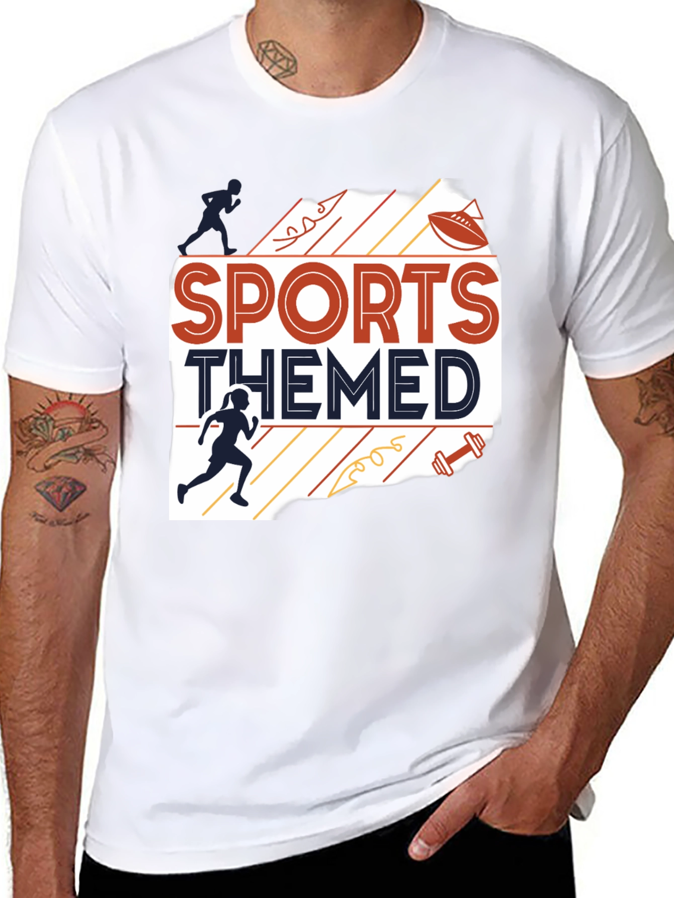 Sports Themed Graphic Tee - Black