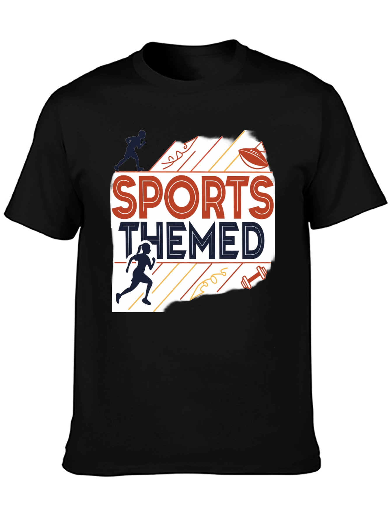 Sports Themed Graphic Tee - Black